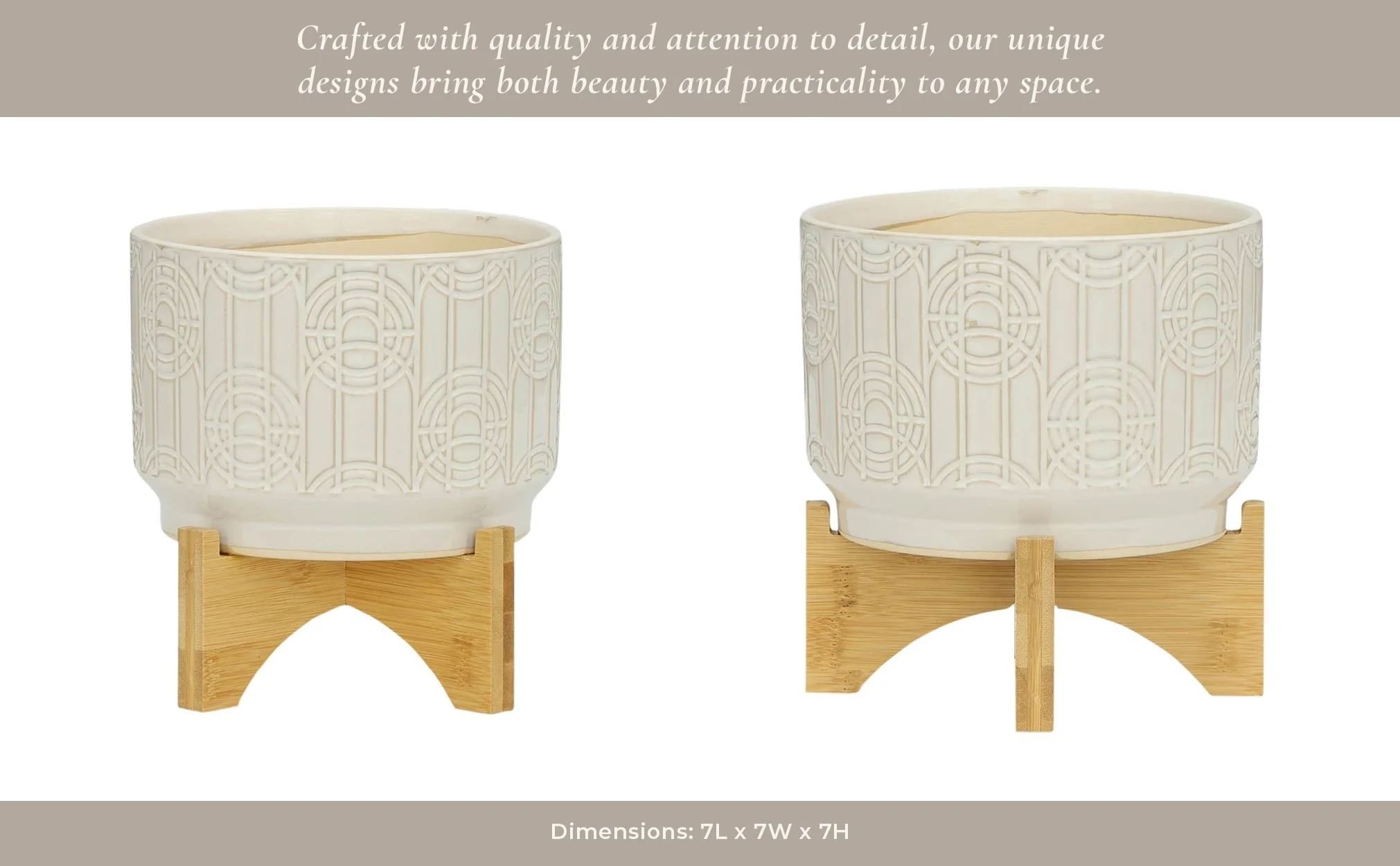Cer, 7" Circles Planter On Stand, White - Image 10