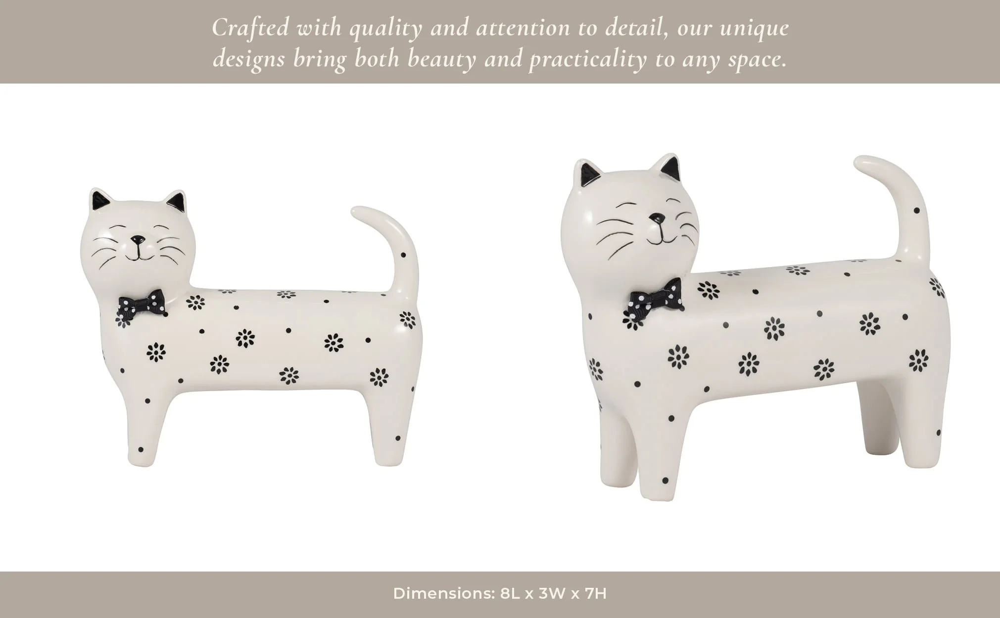 Cer, 7" Daisies Cat, White - Image 14