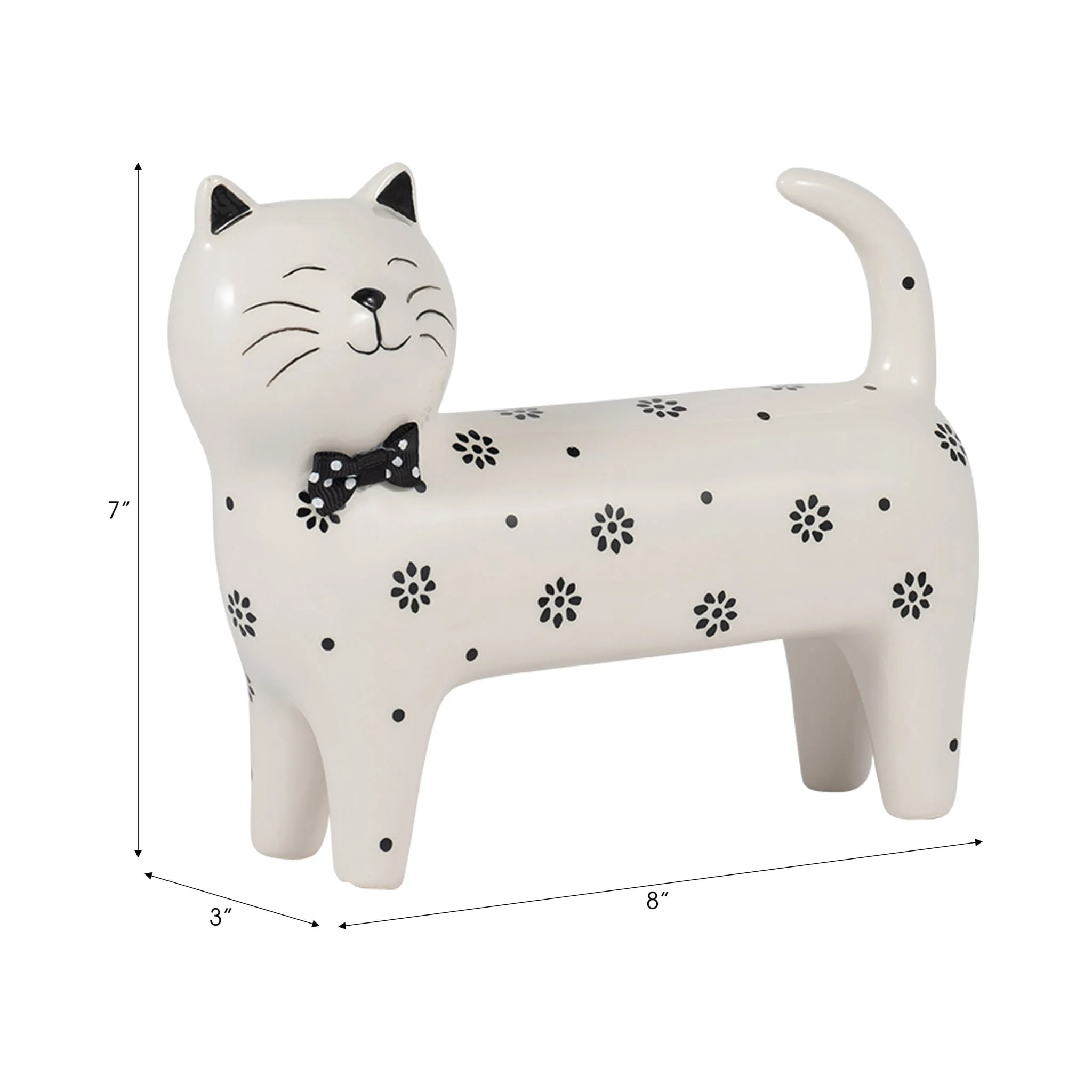 Cer, 7" Daisies Cat, White - Image 9