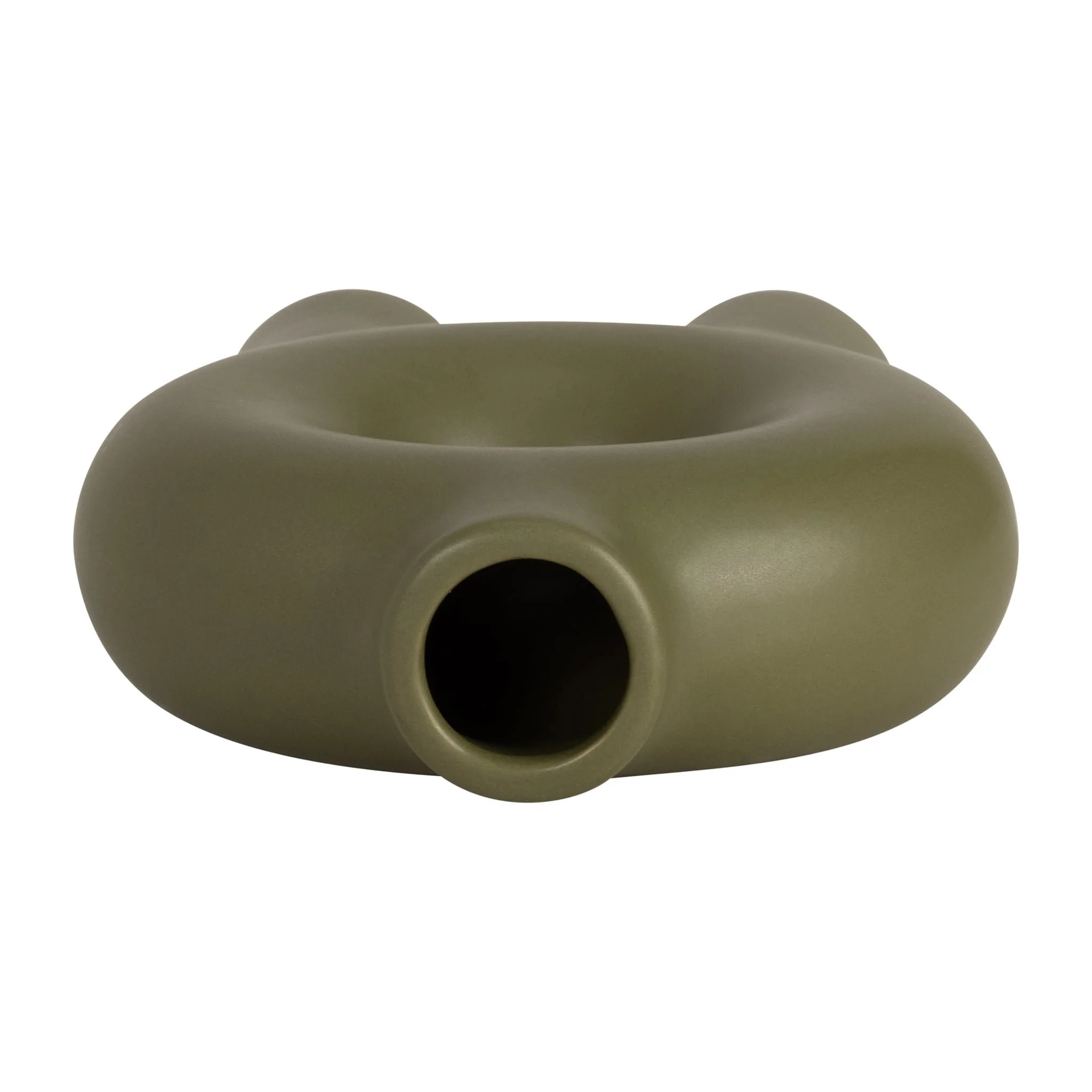 Cer,7",donut Footed Vase,olive - Image 6