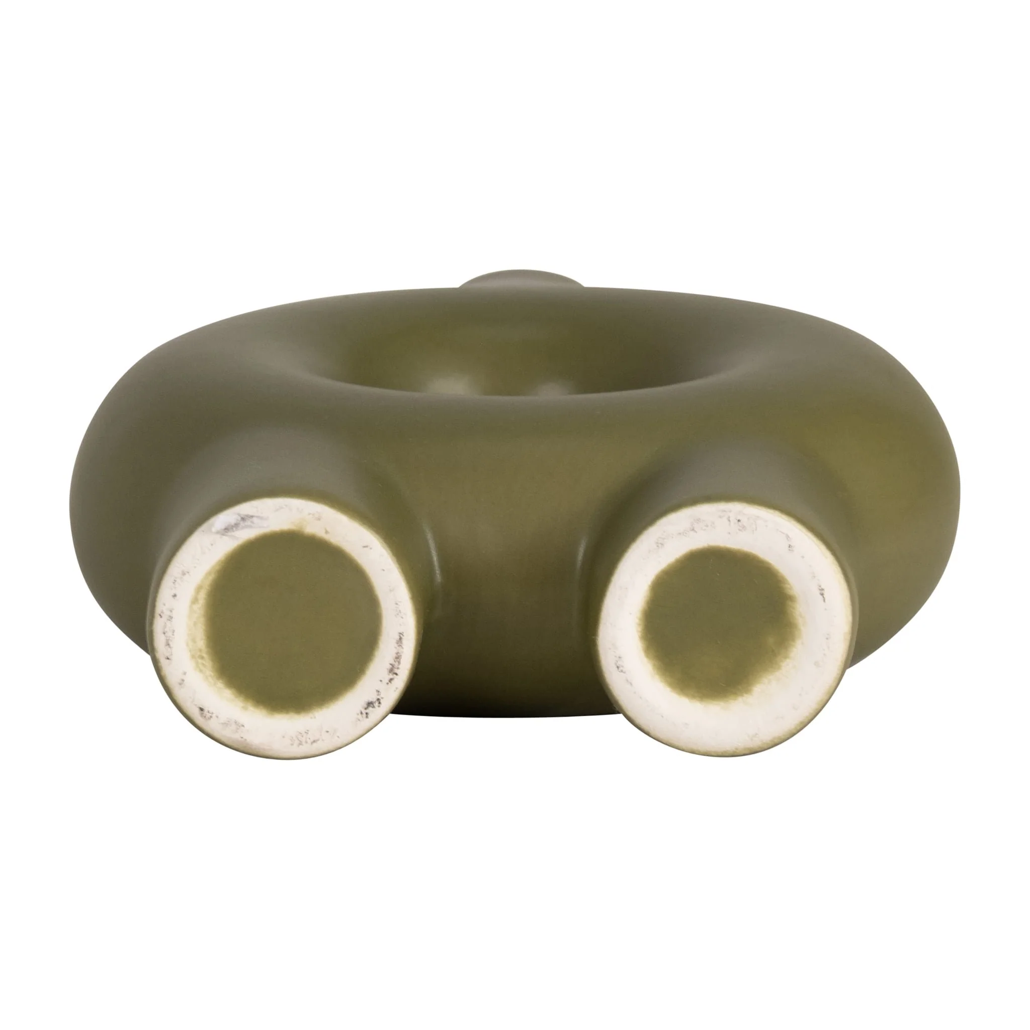 Cer,7",donut Footed Vase,olive - Image 7