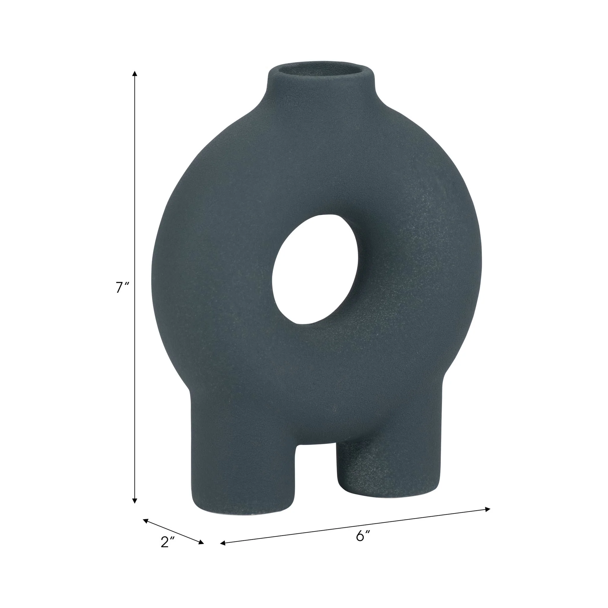 Cer, 7" Donut Footed Vase, Teal - Image 9