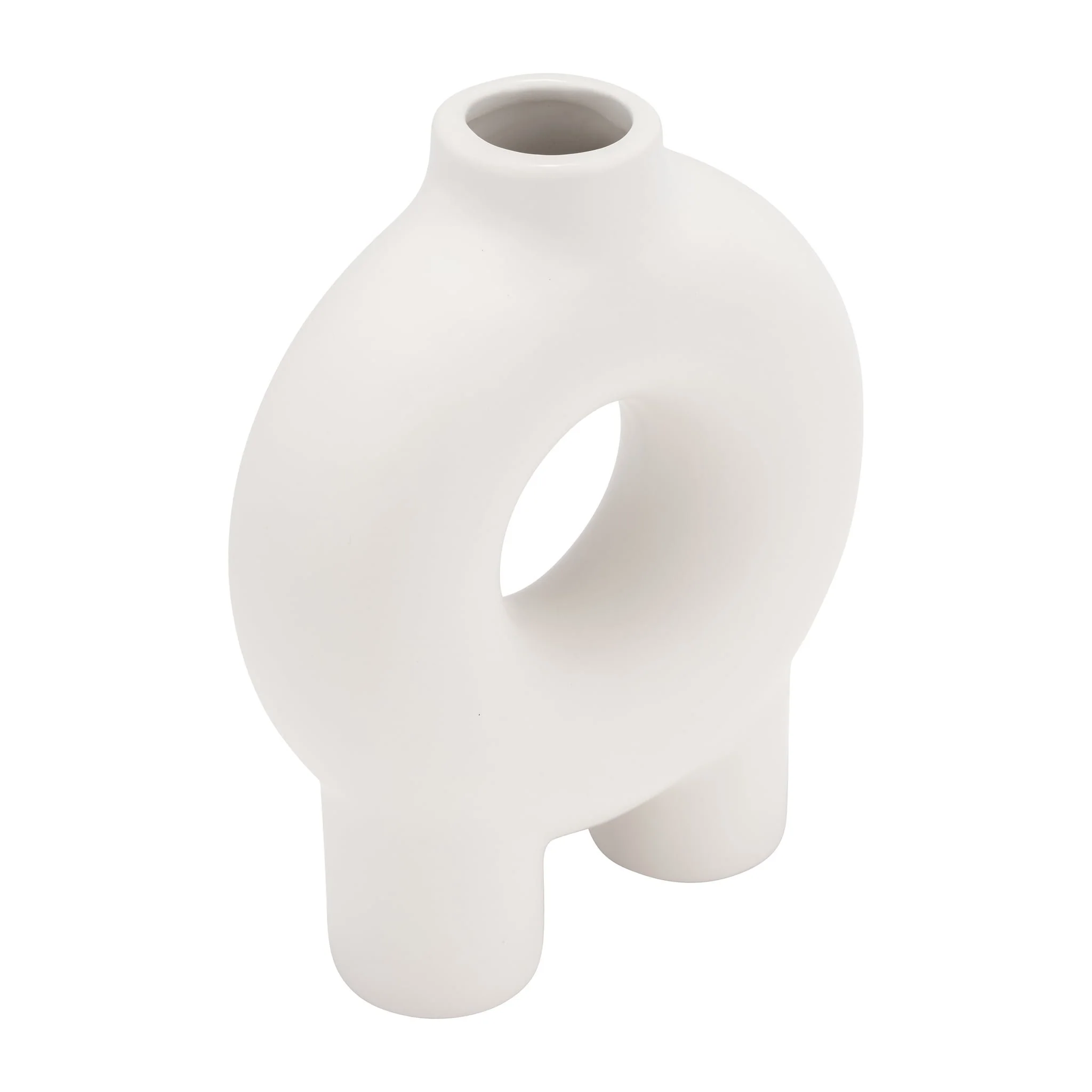 Cer,7",donut Footed Vase,white - Image 3