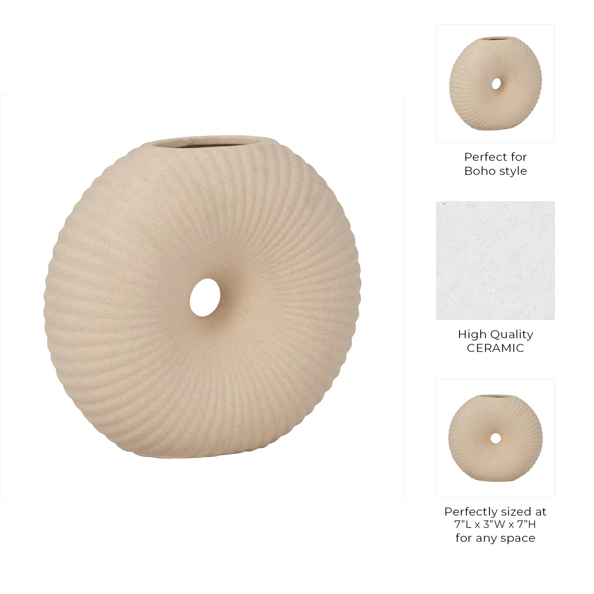 Cer, 7" Donut Hole Vase, Cotton - Image 9