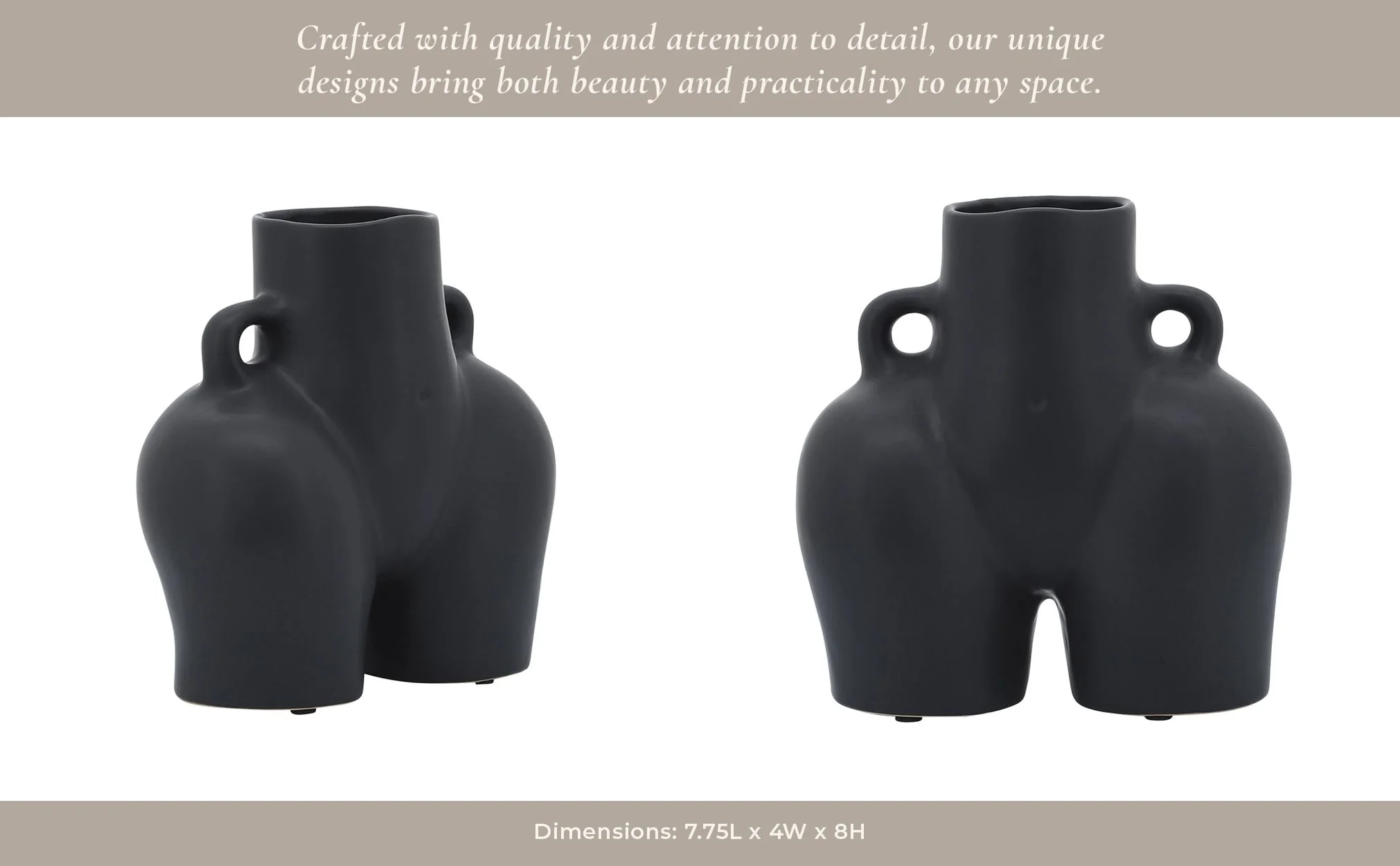 Cer, 7" Half Body Vase, Black - Image 13