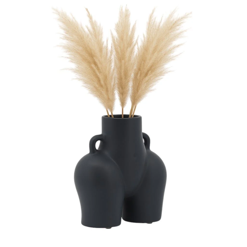 Cer, 7" Half Body Vase, Black - Image 2