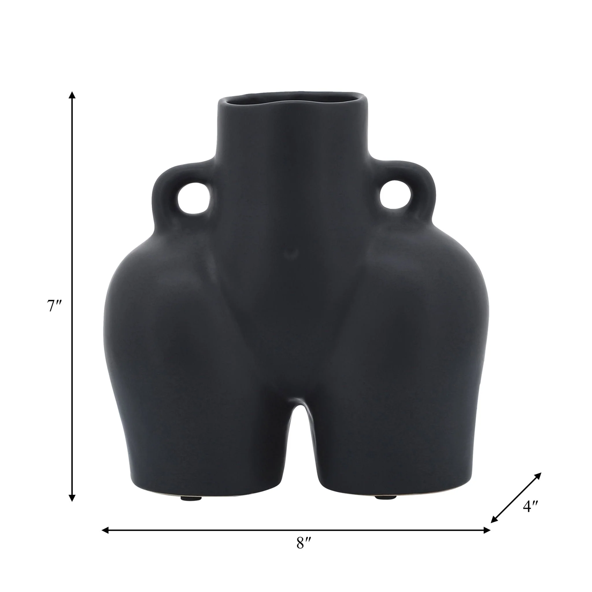 Cer, 7" Half Body Vase, Black - Image 9