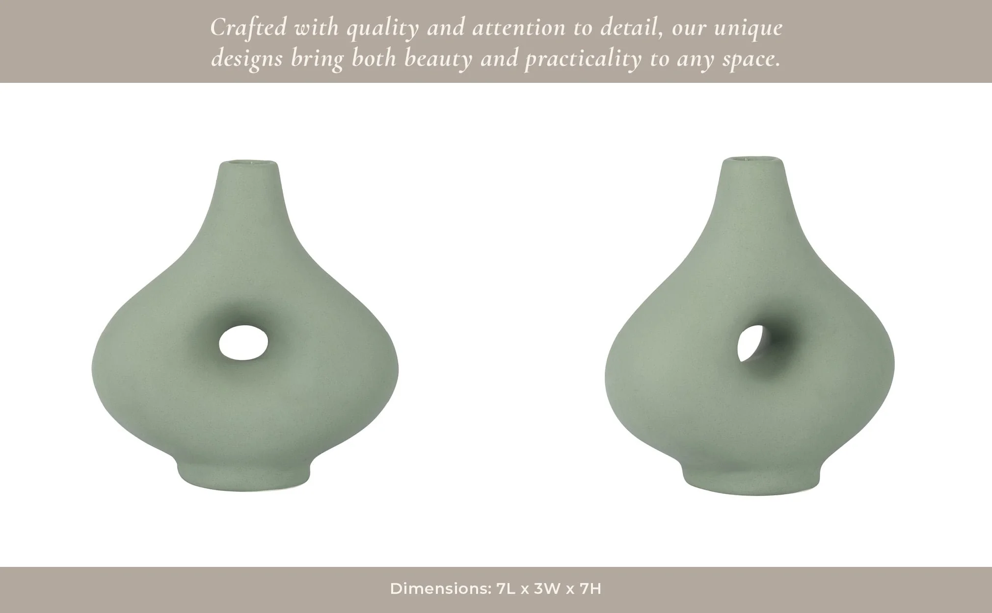 Cer, 7" Short Open Cut-out Nomad Vase, Dark Sage - Image 13