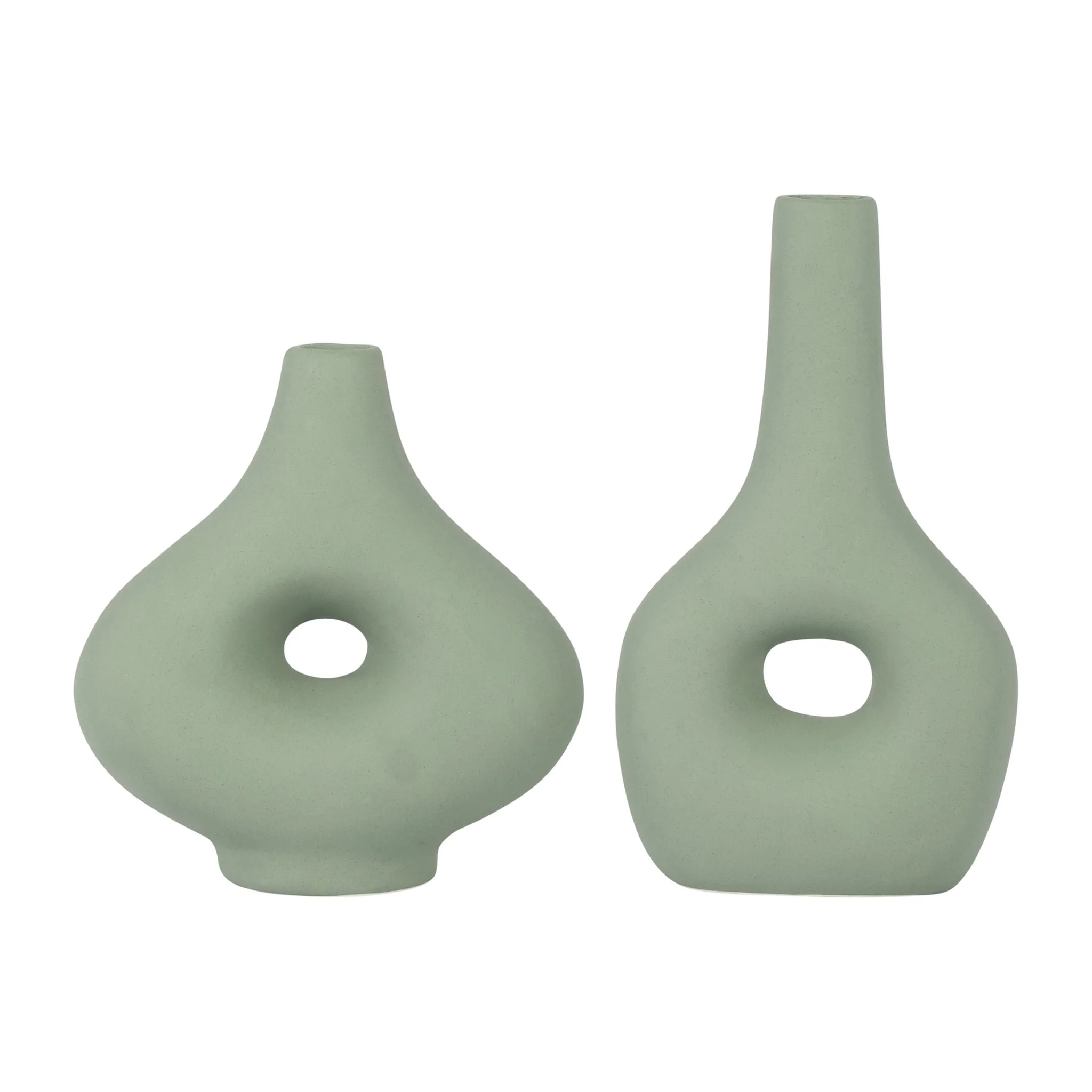 Cer, 7" Short Open Cut-out Nomad Vase, Dark Sage - Image 8
