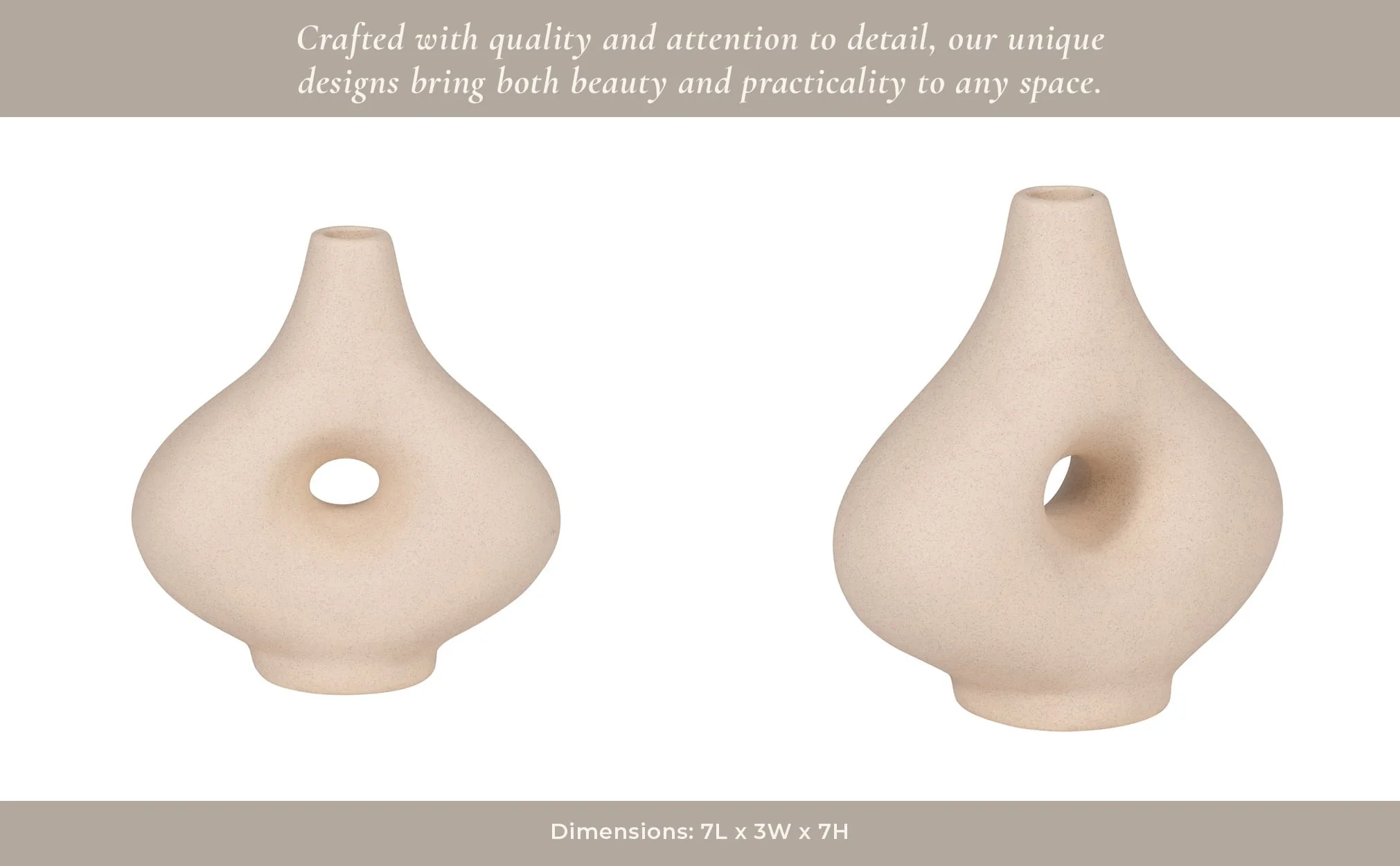 Cer, 7" Short Open Cut-out Nomad Vase, Ivory - Image 14