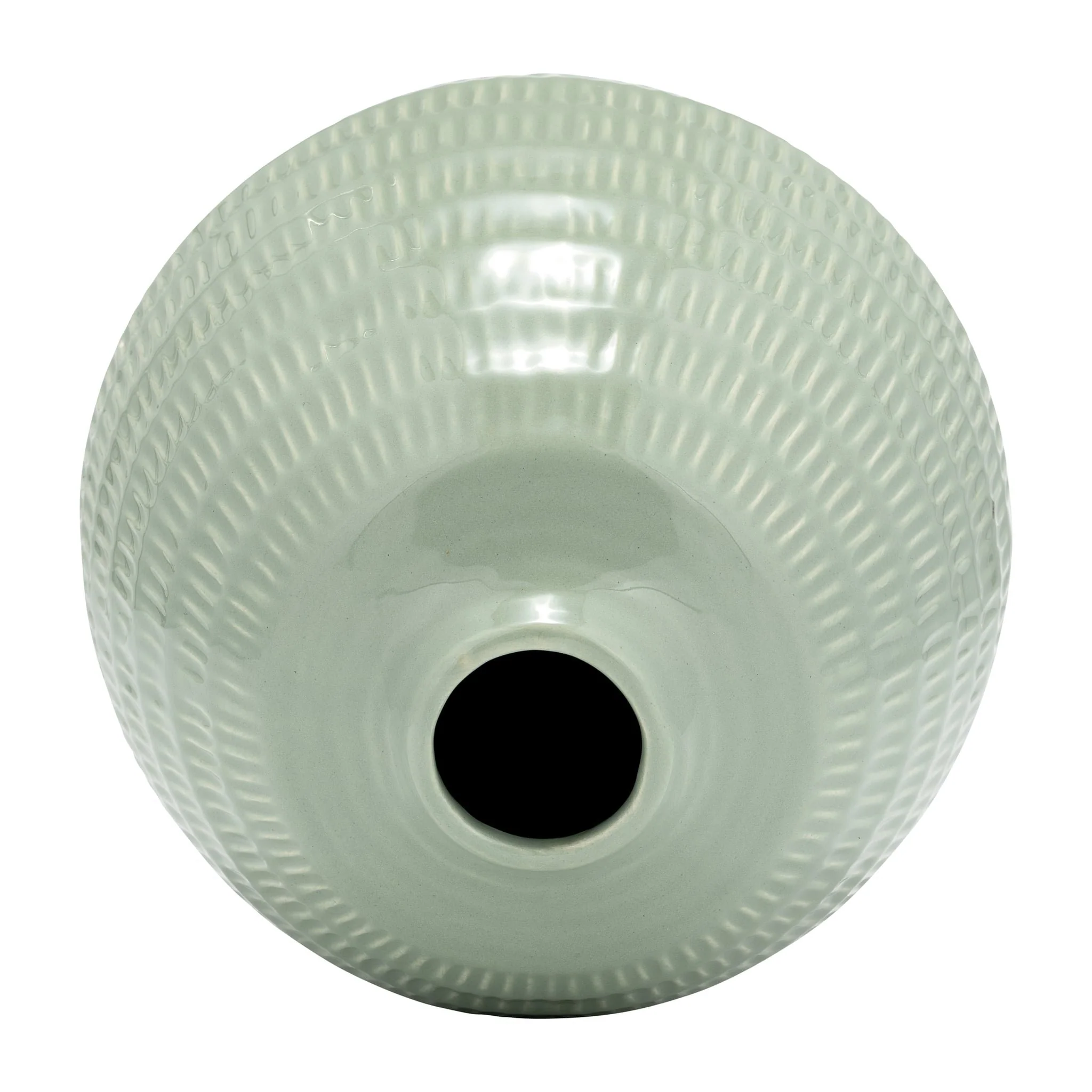 Cer,7",stripe Oval Vase,dark Sage - Image 4