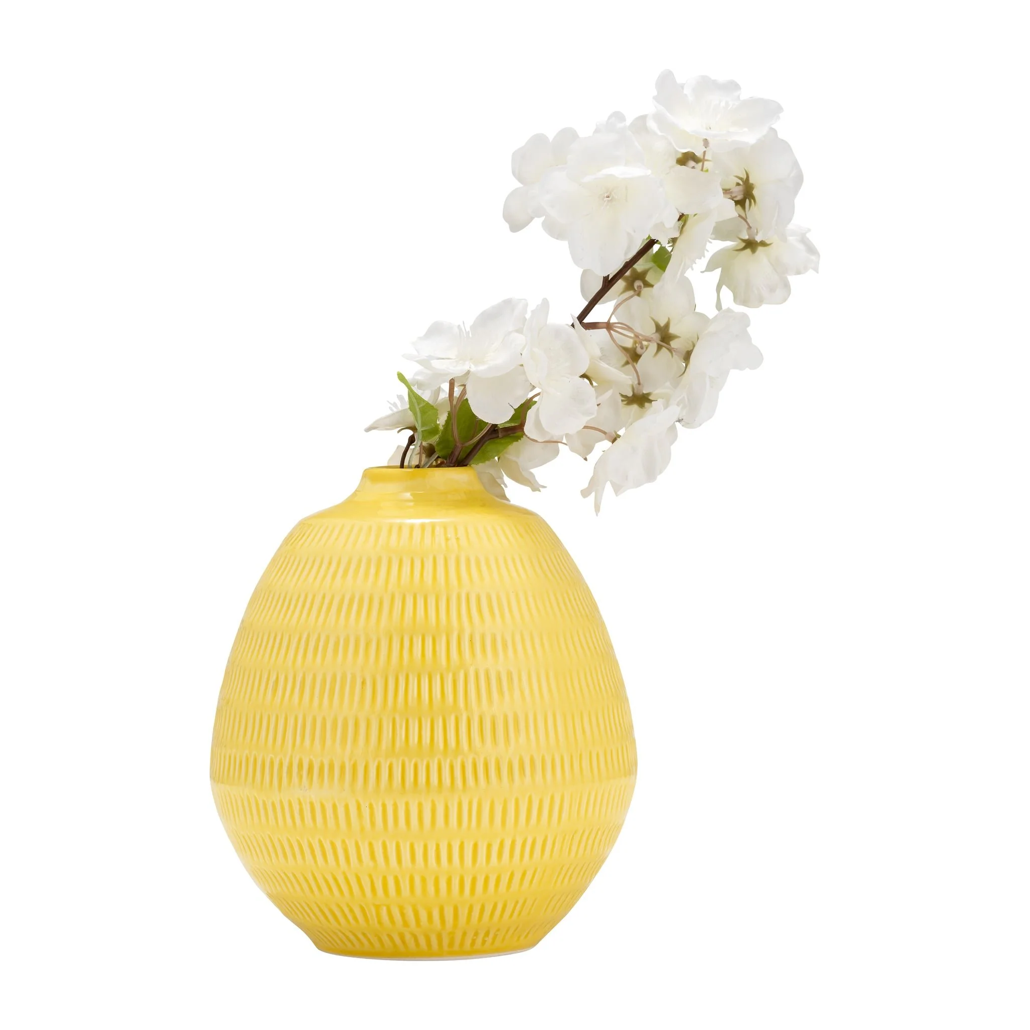 Cer,7",stripe Oval Vase,yellow - Image 3