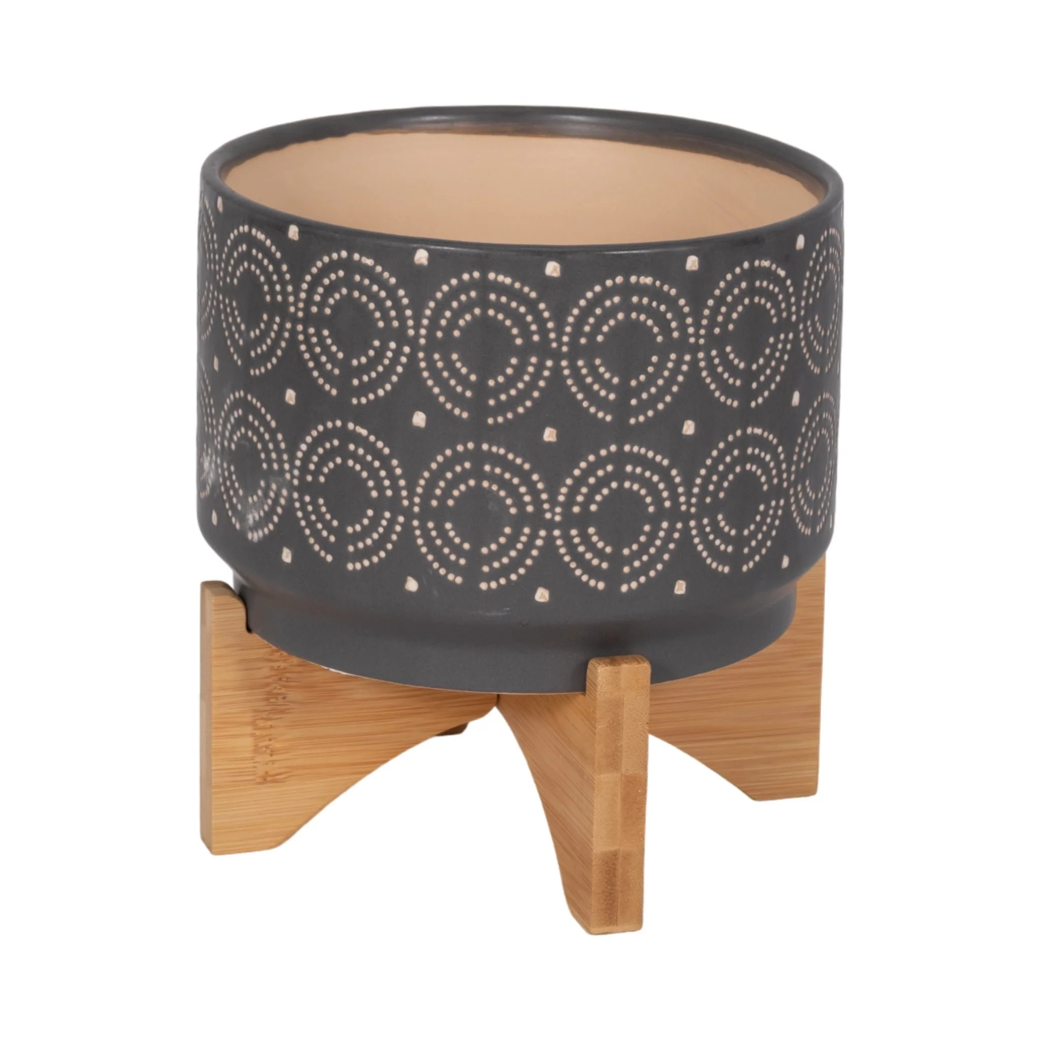 Cer, 7" Swirl Planter On Stand, Gray - Image 3