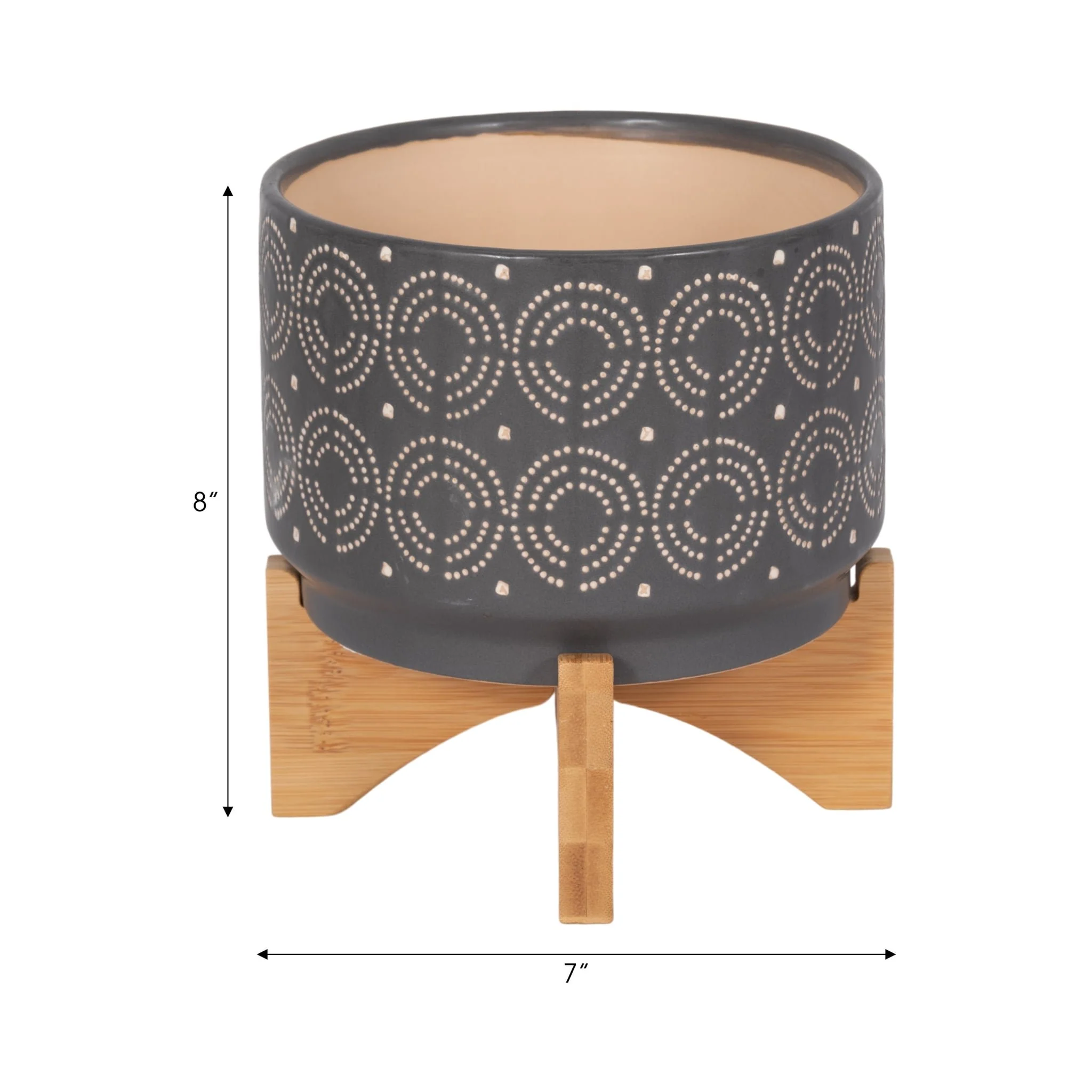 Cer, 7" Swirl Planter On Stand, Gray - Image 8