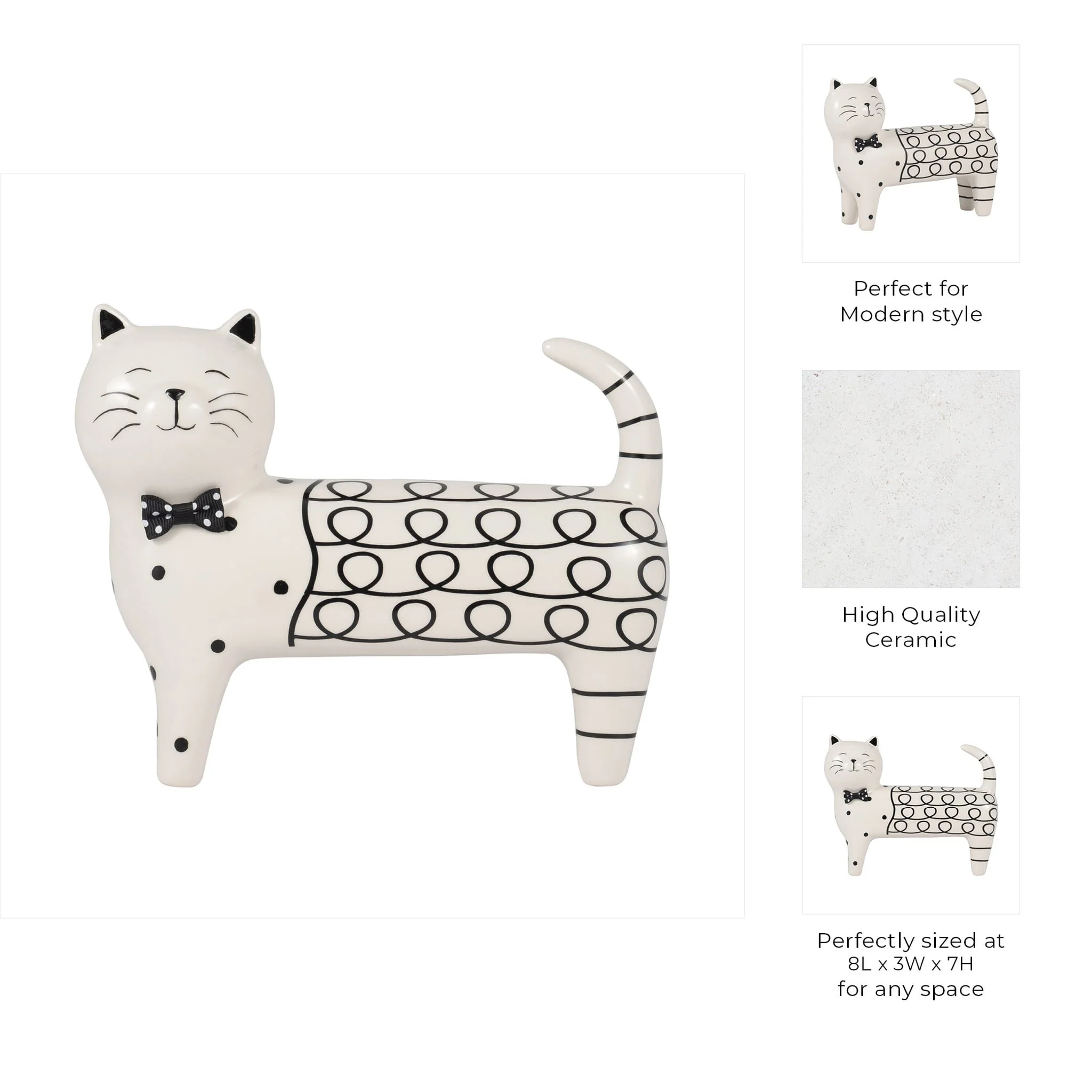 Cer, 7" Swirls Cat, White - Image 10