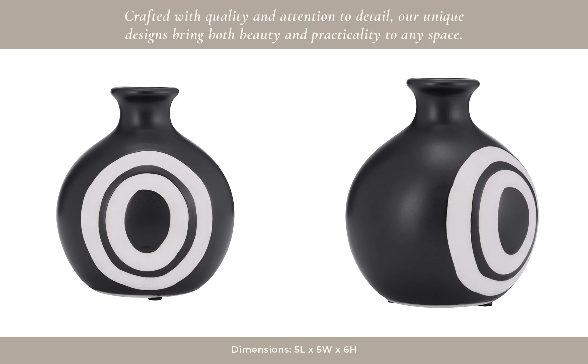 Cer, 7"h Abstract Vase, Black - Image 12