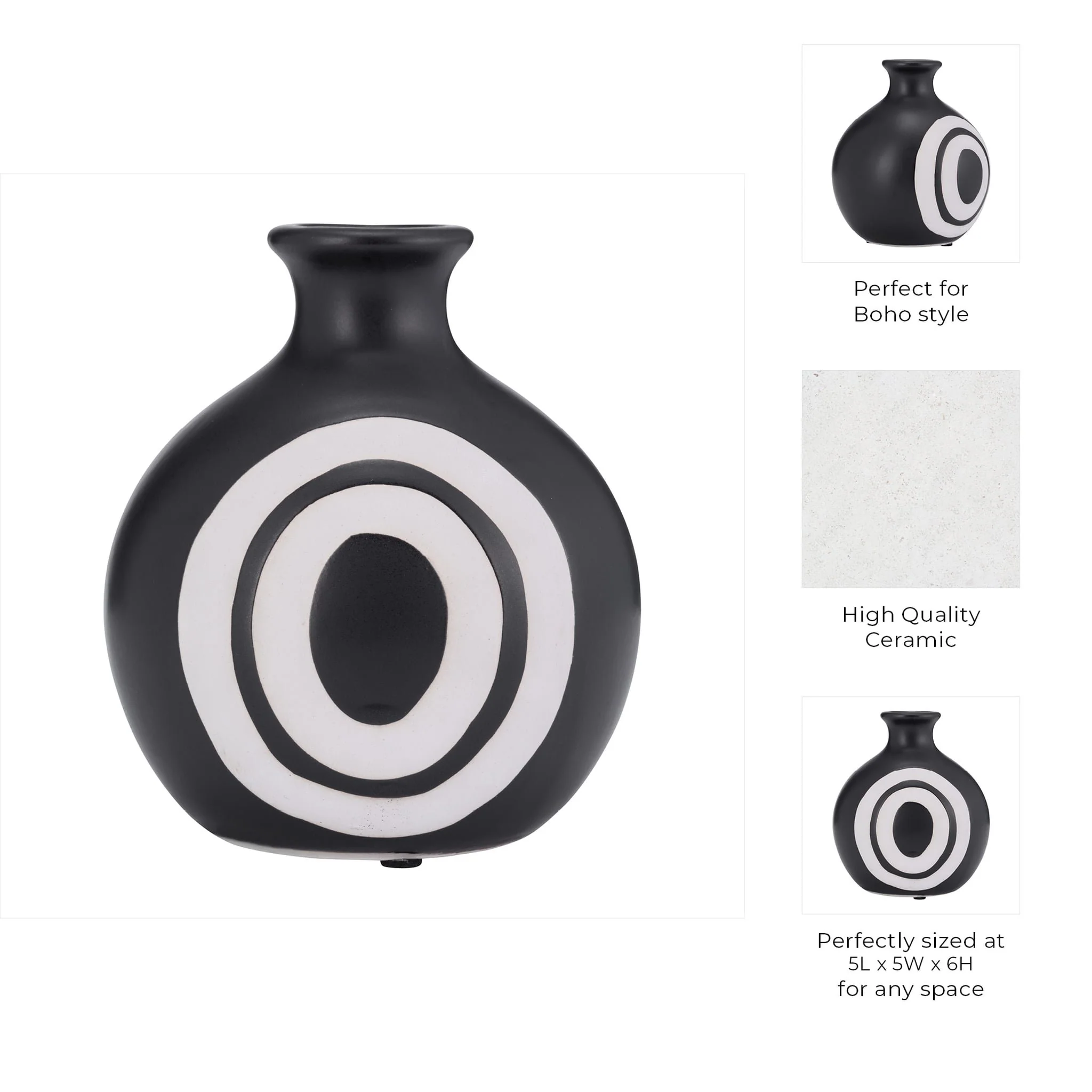 Cer, 7"h Abstract Vase, Black - Image 7