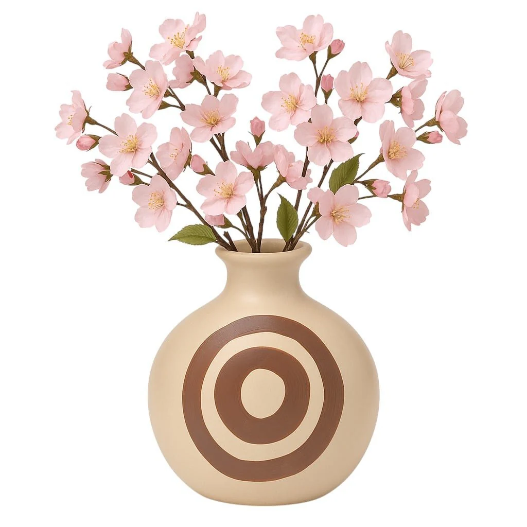 Cer, 7"h Abstract Vase, Irish Cream - Image 2