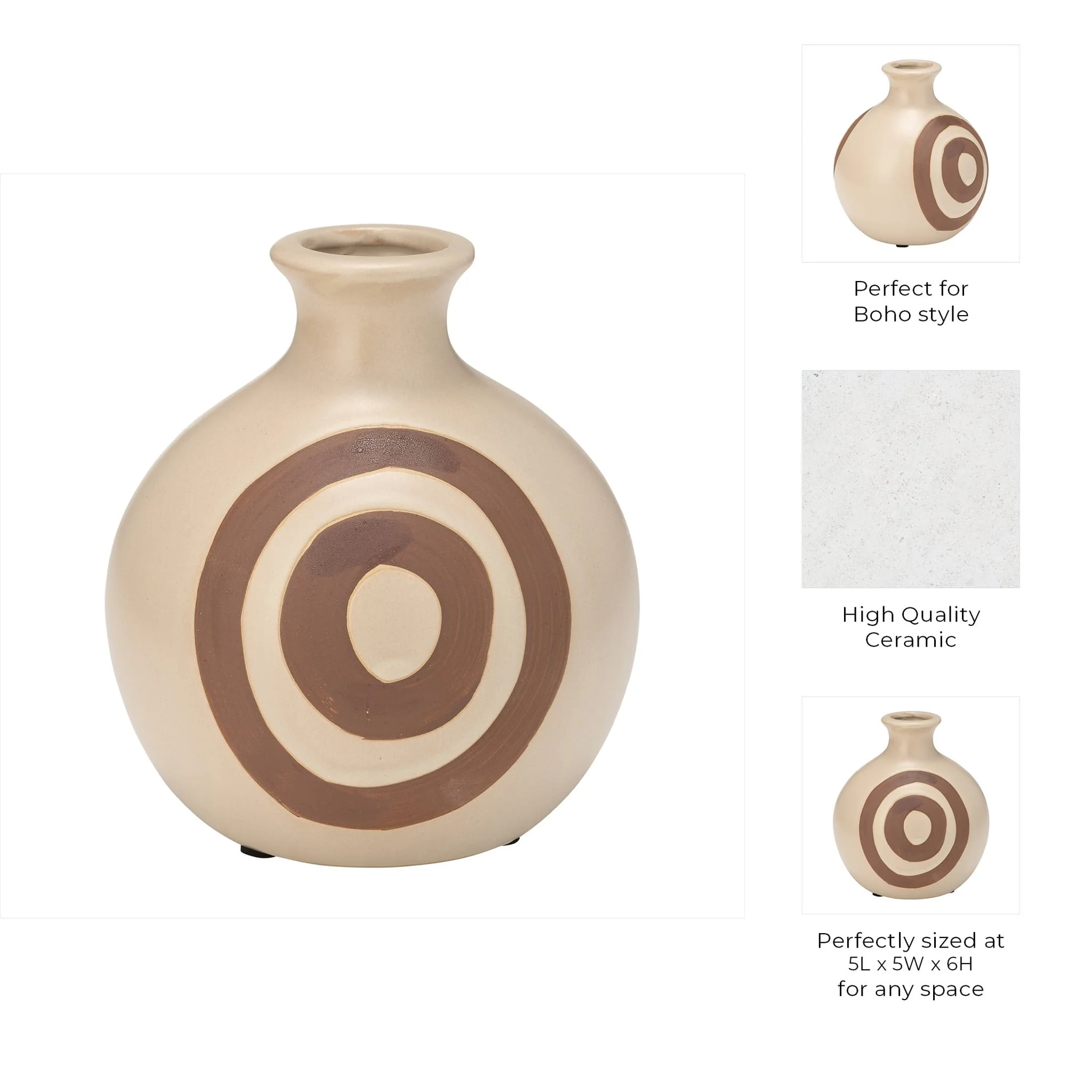 Cer, 7"h Abstract Vase, Irish Cream - Image 9