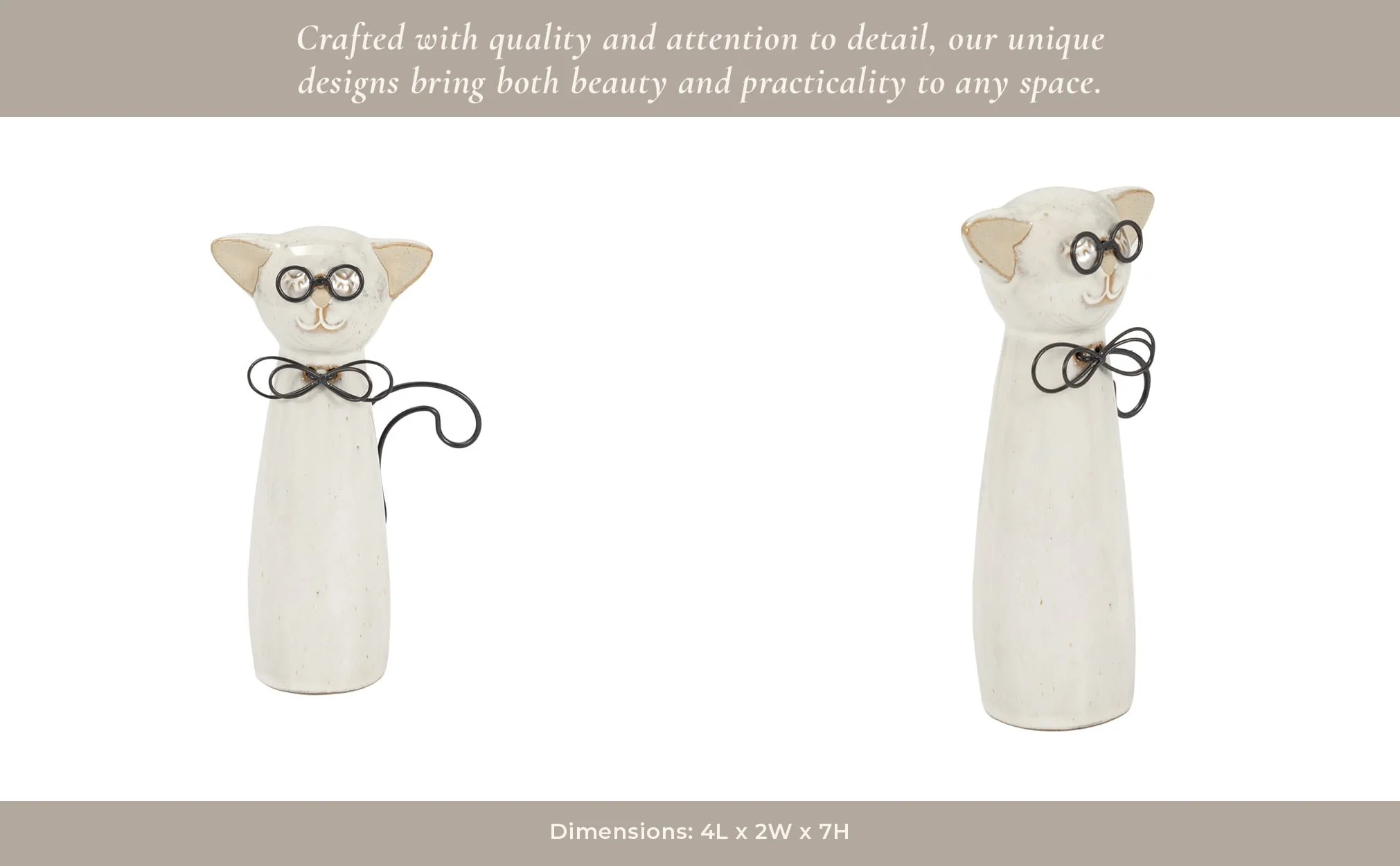 Cer, 7"h Cat W/ Glasses, Beige - Image 15