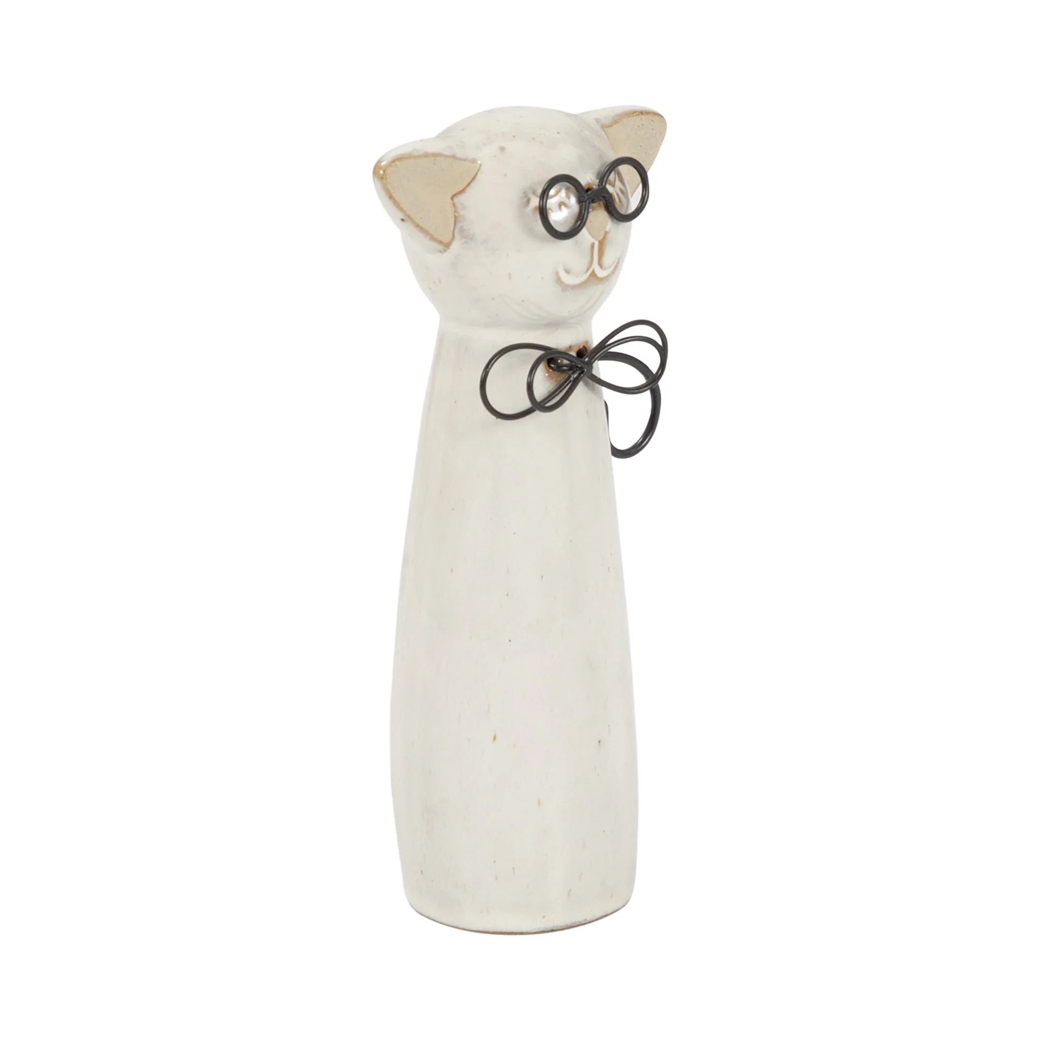 Cer, 7"h Cat W/ Glasses, Beige - Image 2