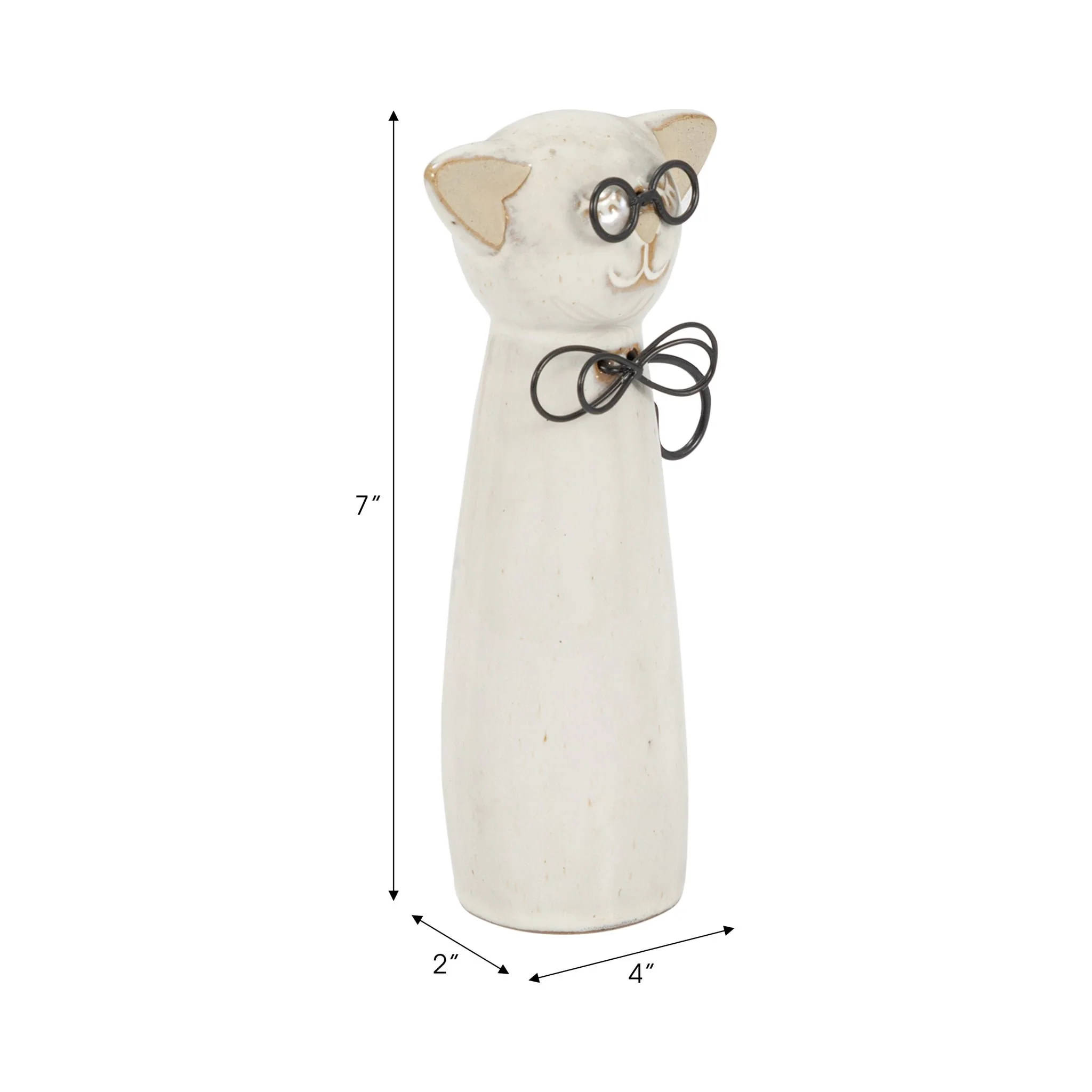 Cer, 7"h Cat W/ Glasses, Beige - Image 9