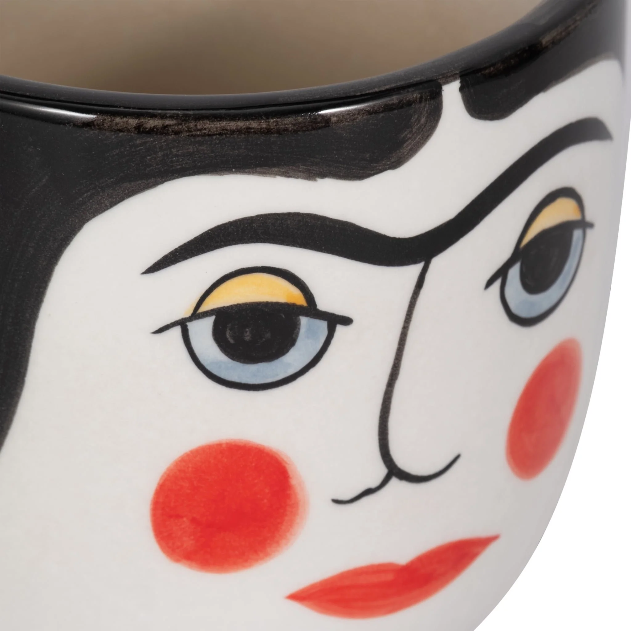 Cer, 7"h Frida Face Flower Vase, Blk/wht - Image 5