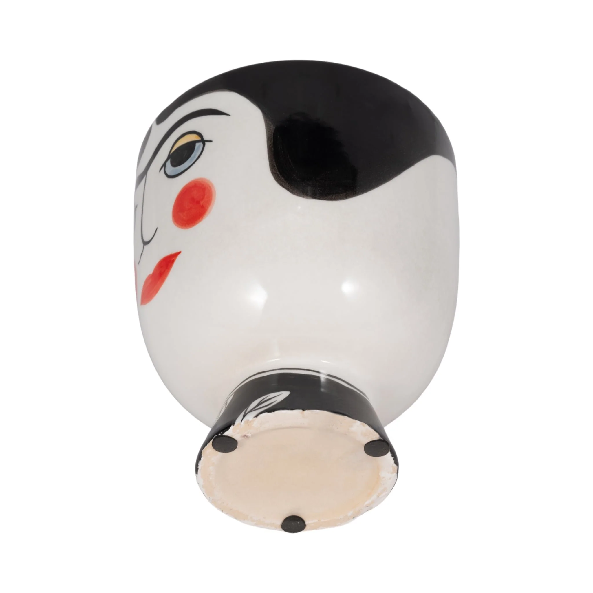 Cer, 7"h Frida Face Flower Vase, Blk/wht - Image 7