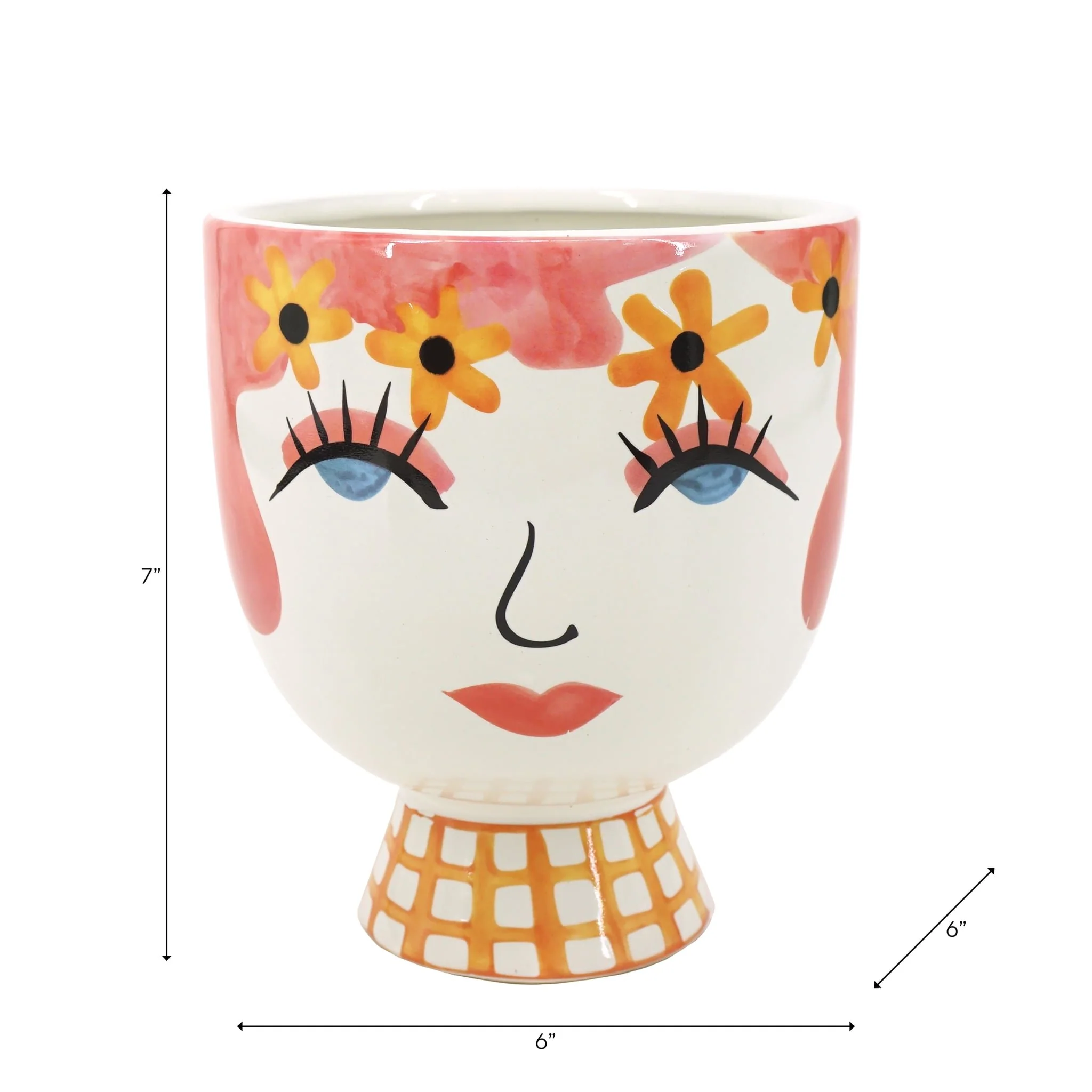 Cer, 7"h  Pretty Eyelash Flower Vase, Pnk/wht - Image 2