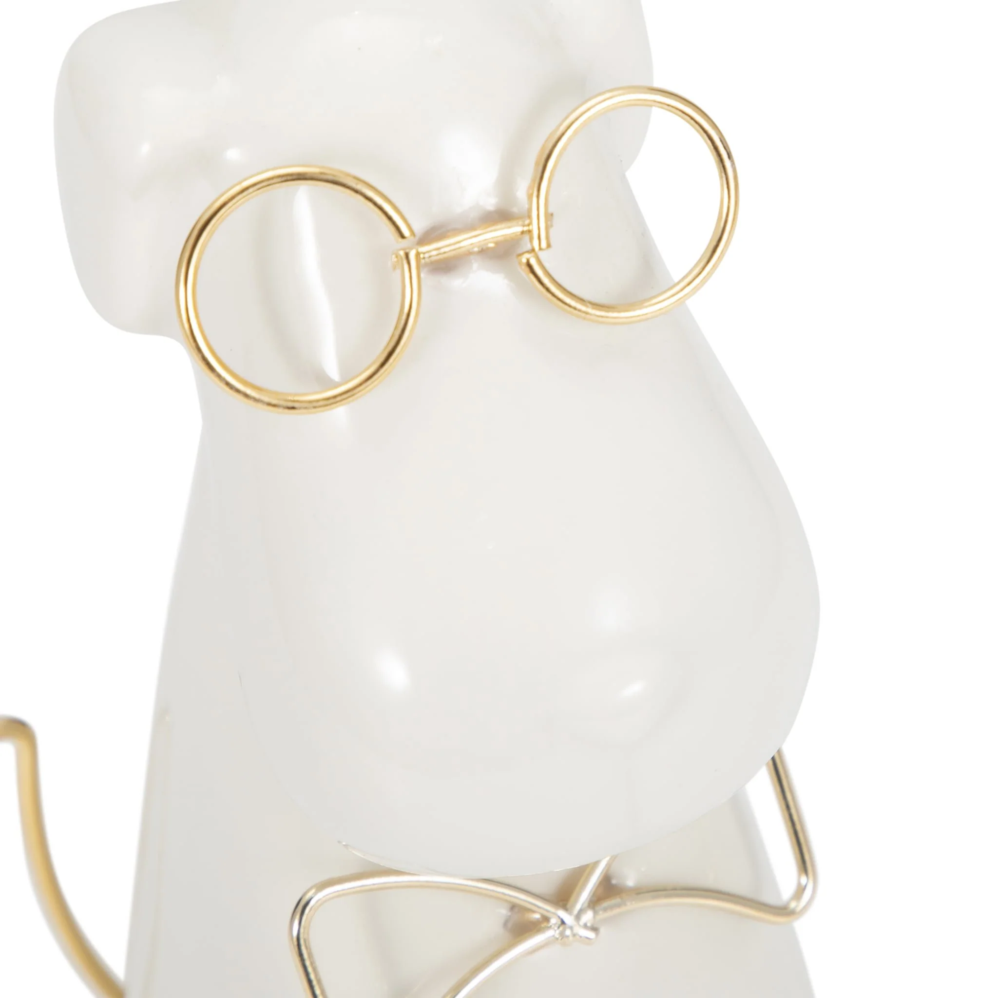 Cer 7"h, Puppy With Gold Glasses And Bowtie, Wht - Image 5