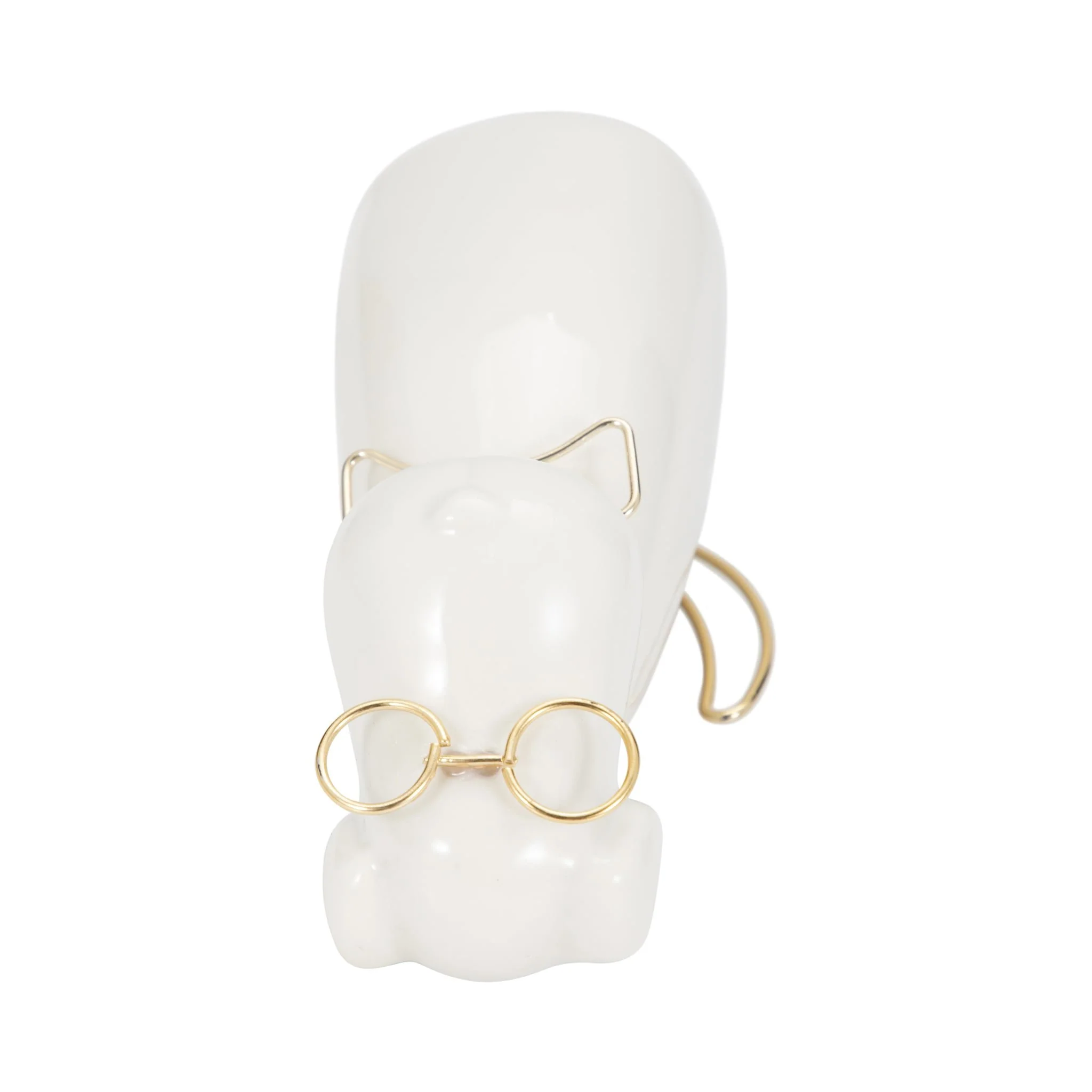 Cer 7"h, Puppy With Gold Glasses And Bowtie, Wht - Image 6