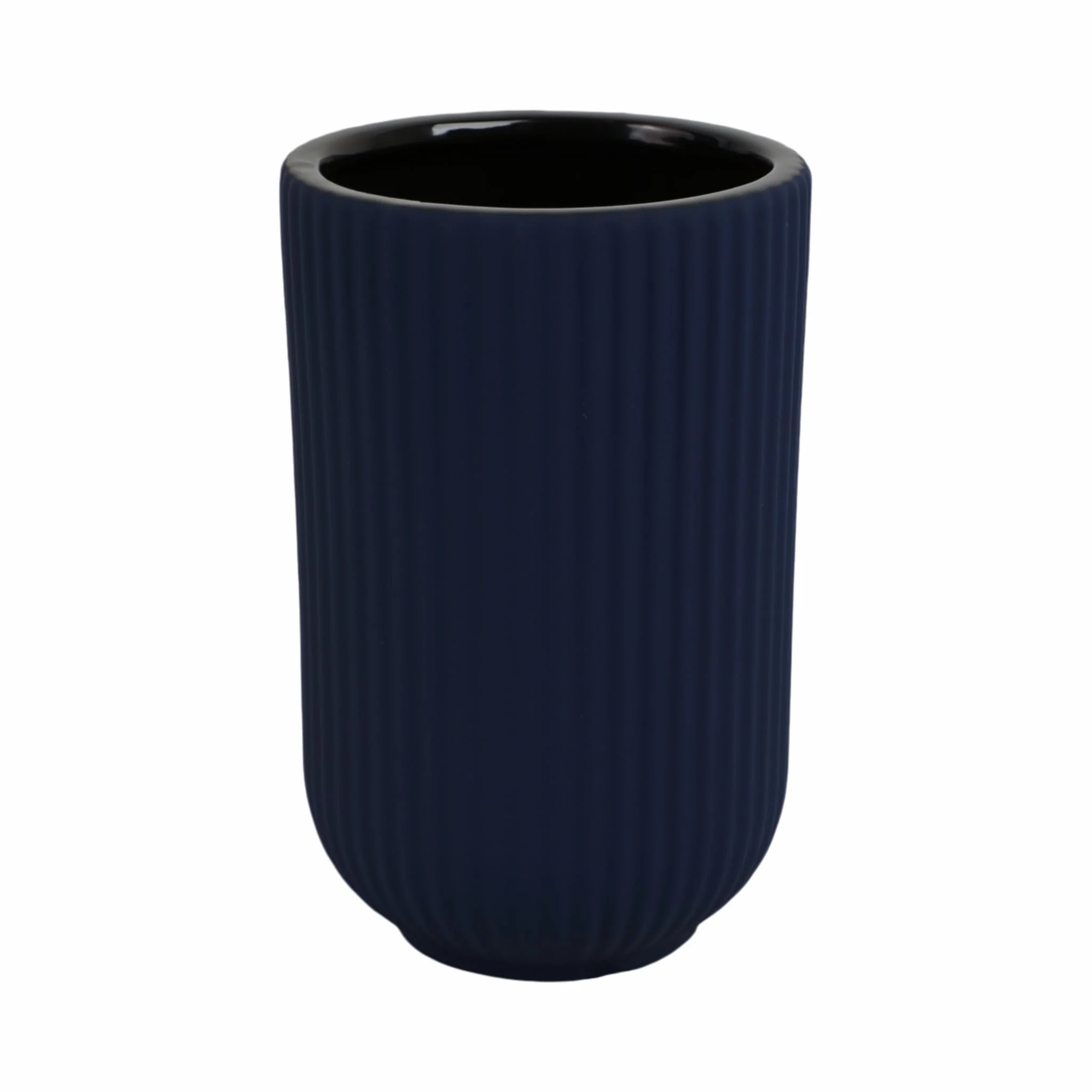 Cer, 7"h Ridged Vase, Navy - Image 3