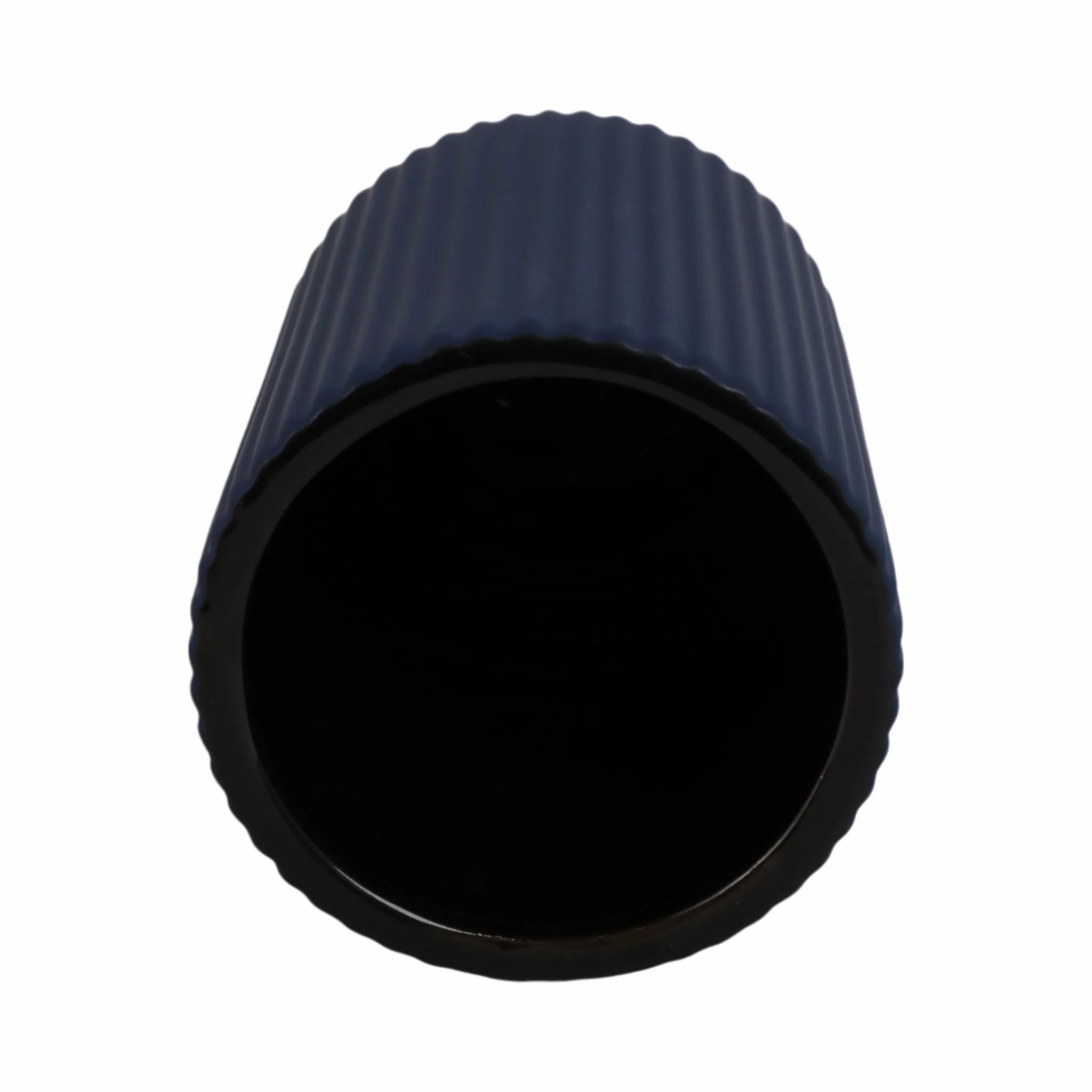 Cer, 7"h Ridged Vase, Navy - Image 6