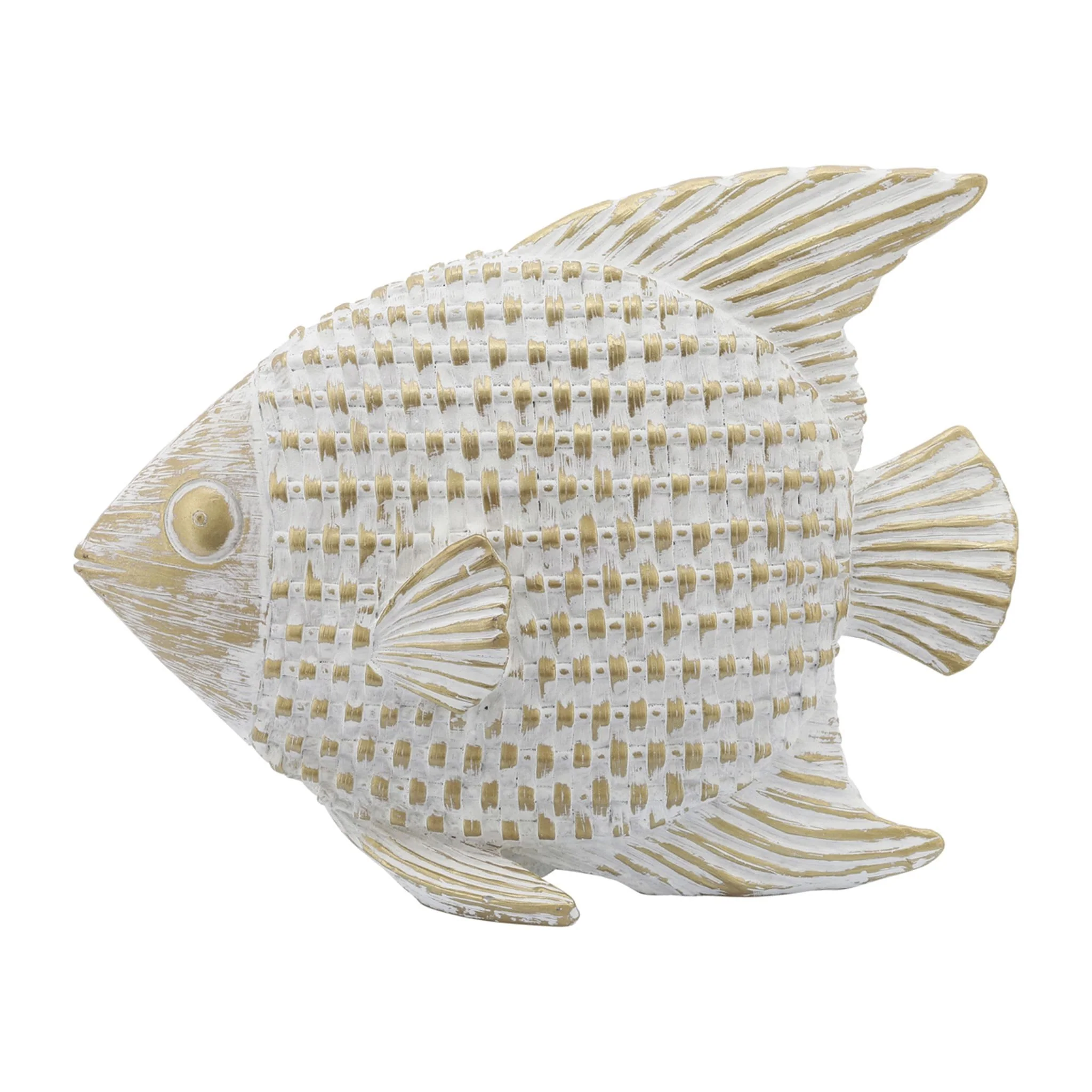 Cer,7"h,standing Fish Deco,wht/gld - Image 6