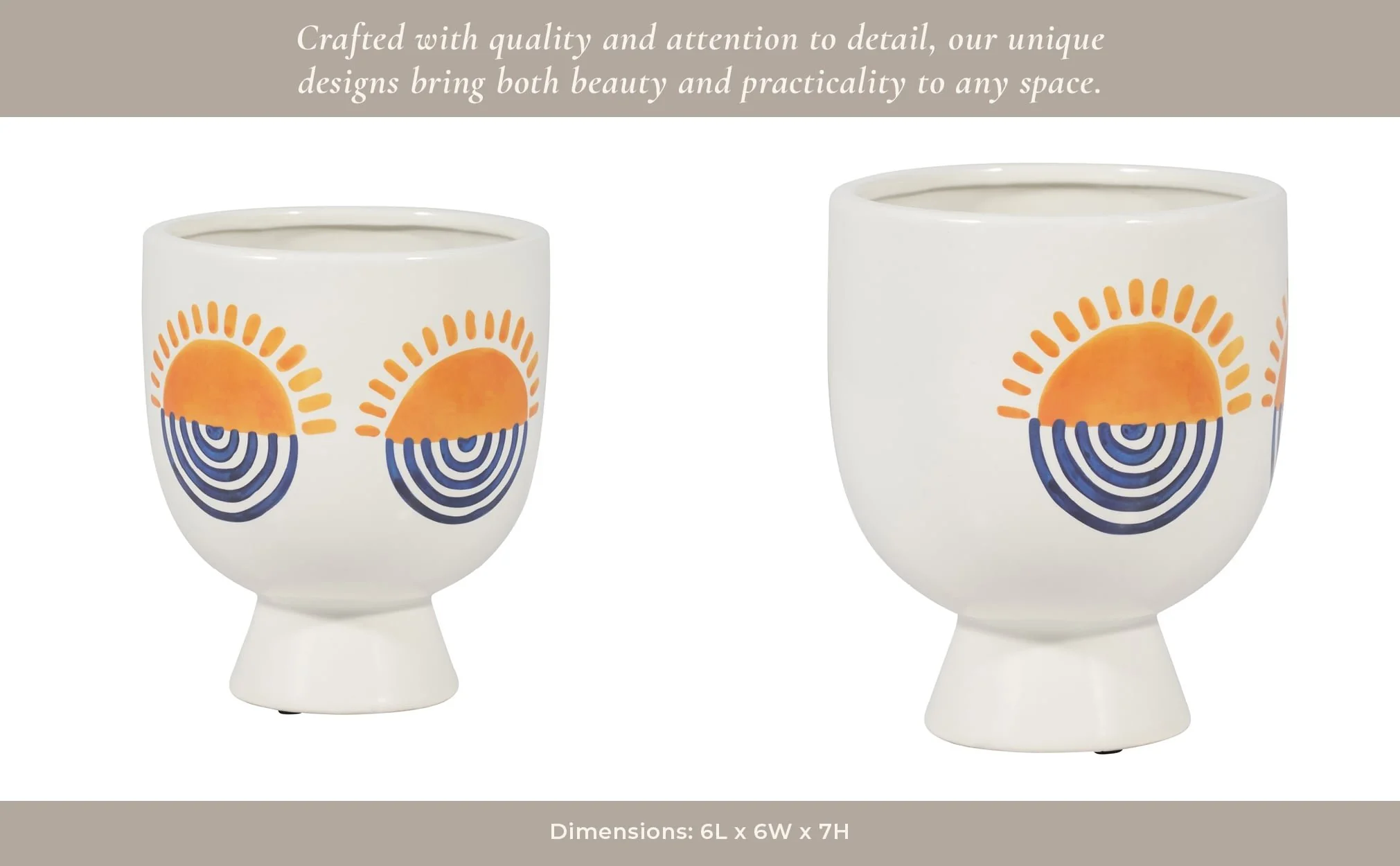 Cer, 7"h Sunrise Eyes Flower Vase, Wht/orange/blue - Image 11