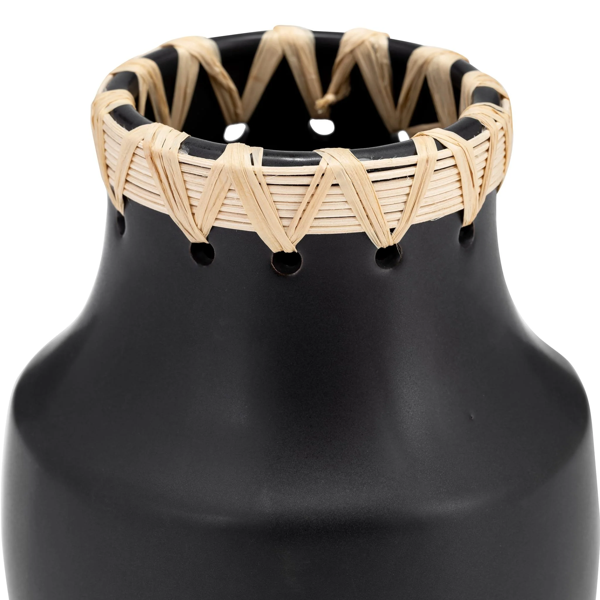 Cer, 7"h Vase W/ Weaving, Black - Image 4