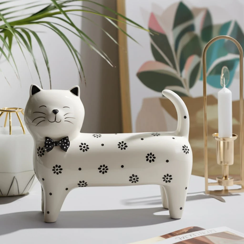 Cer, 8" Daisies Cat, White - Image 12
