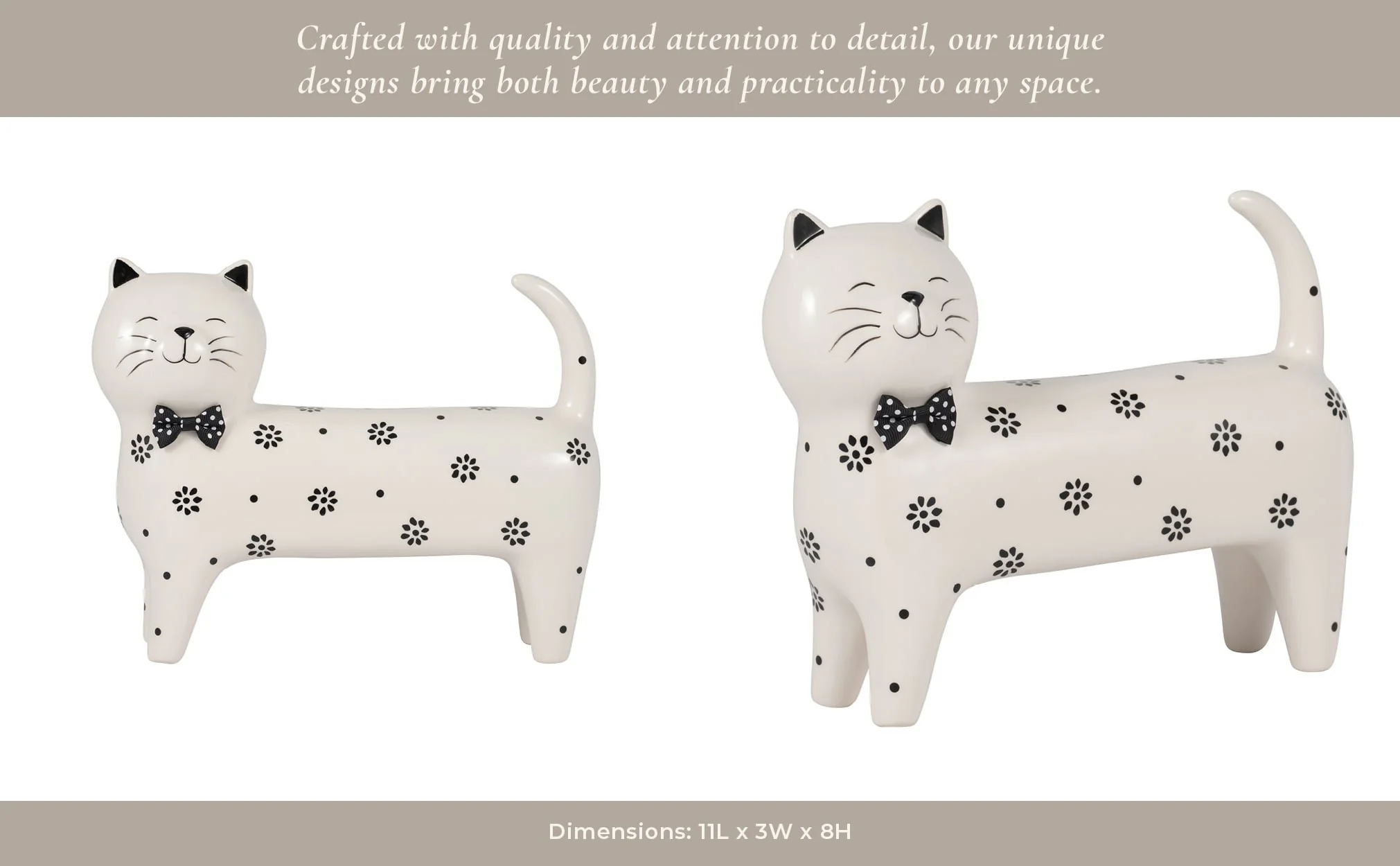 Cer, 8" Daisies Cat, White - Image 14