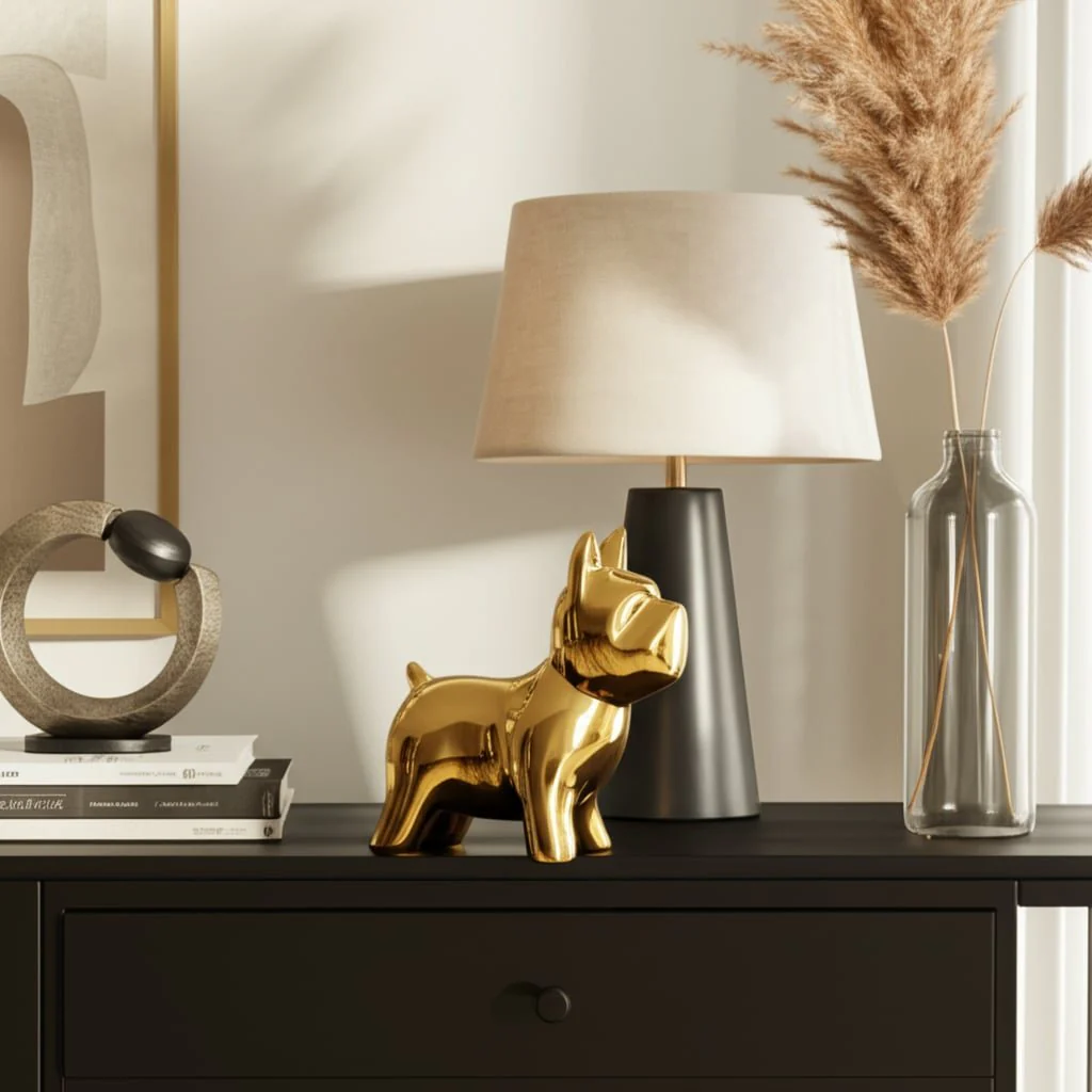 Cer, 8" Dog Table Deco, Gold - Image 8