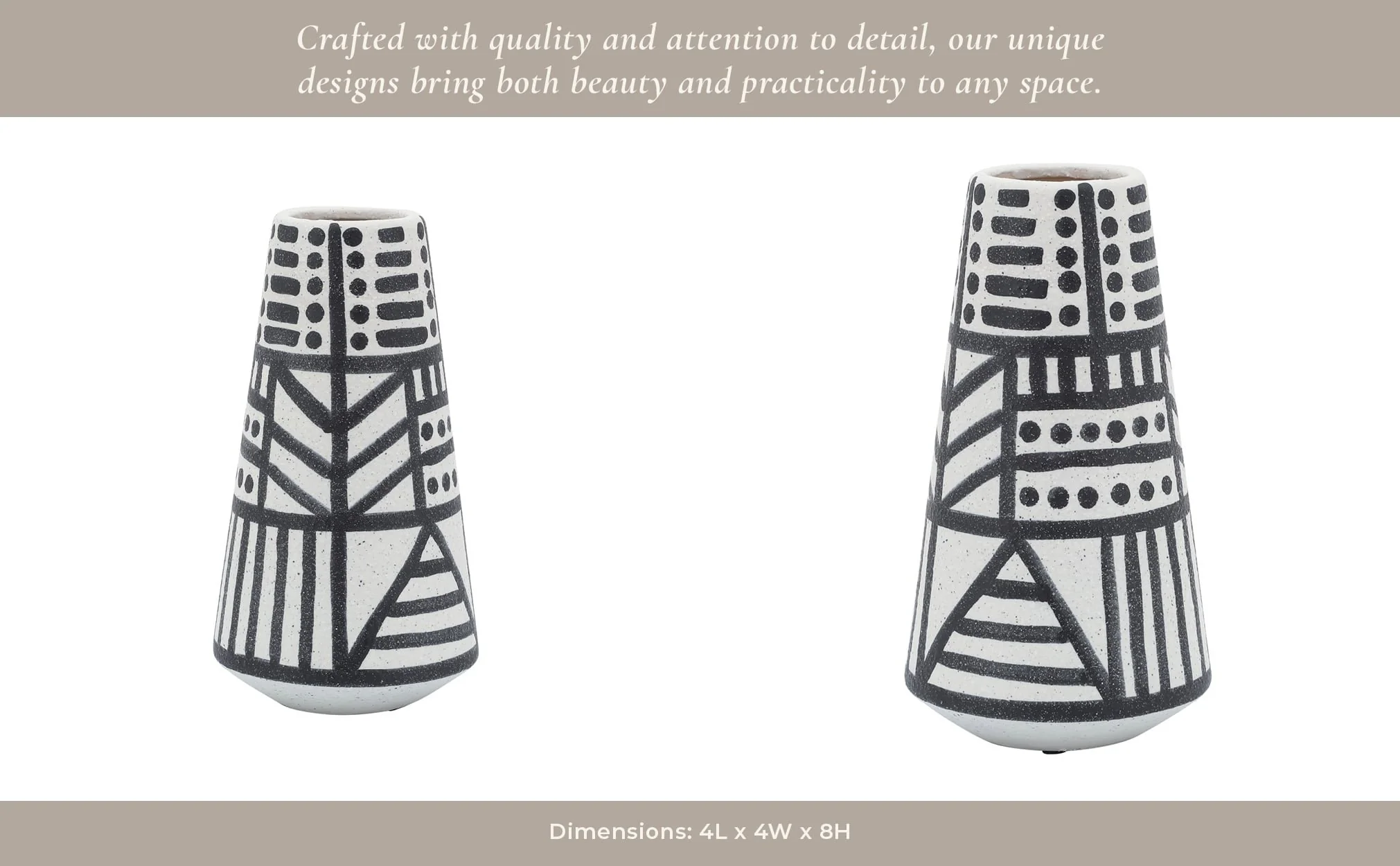 Cer, 8" Eclectic Vase, Black/white - Image 14