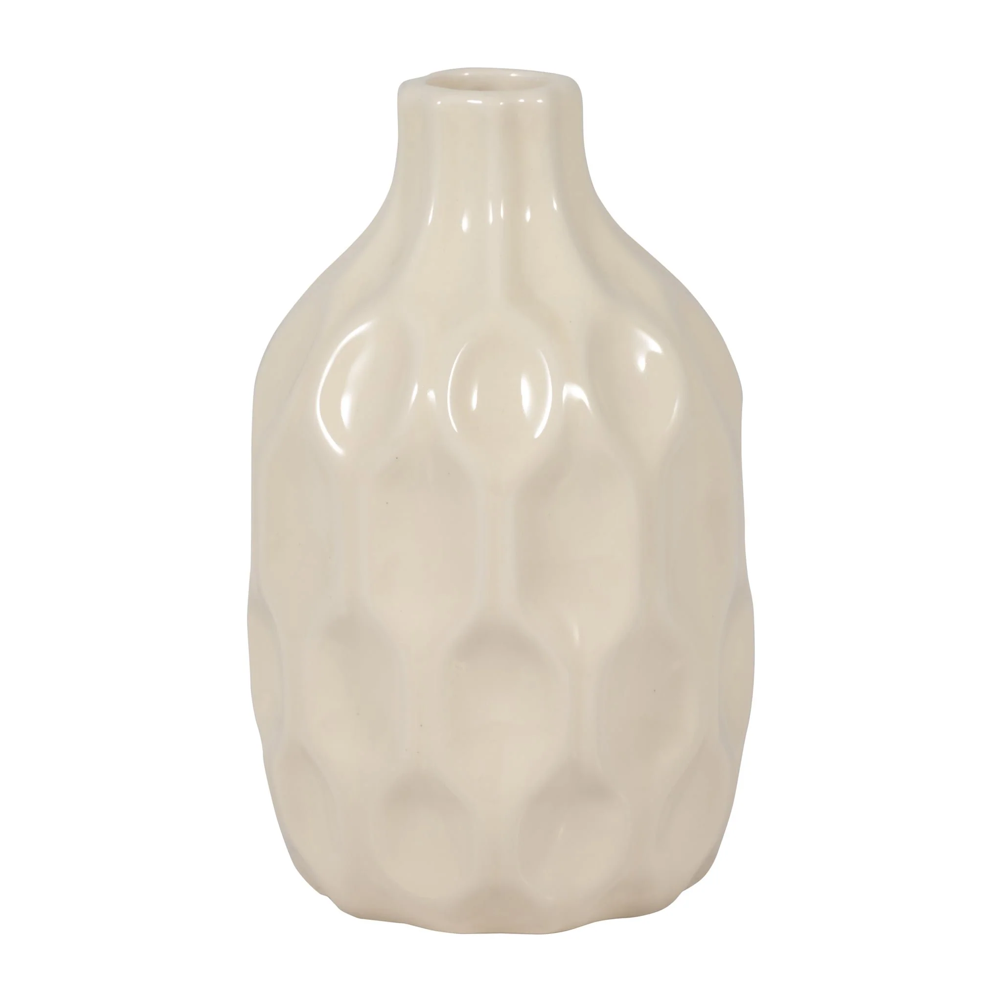 Cer, 8" Honeycomb Dimpled Vase, Cotton - Image 2