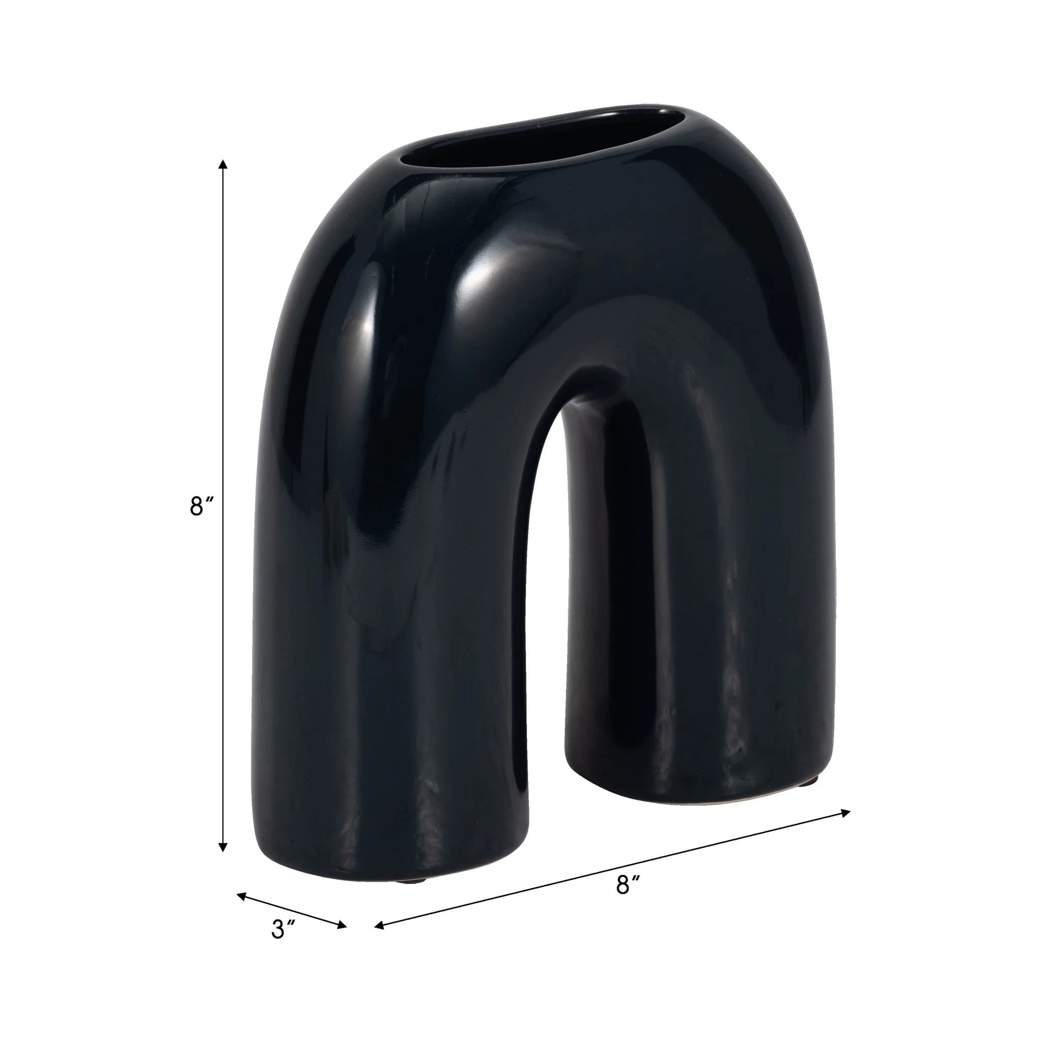 Cer, 8" Horseshoe Vase, Navy Blue - Image 8