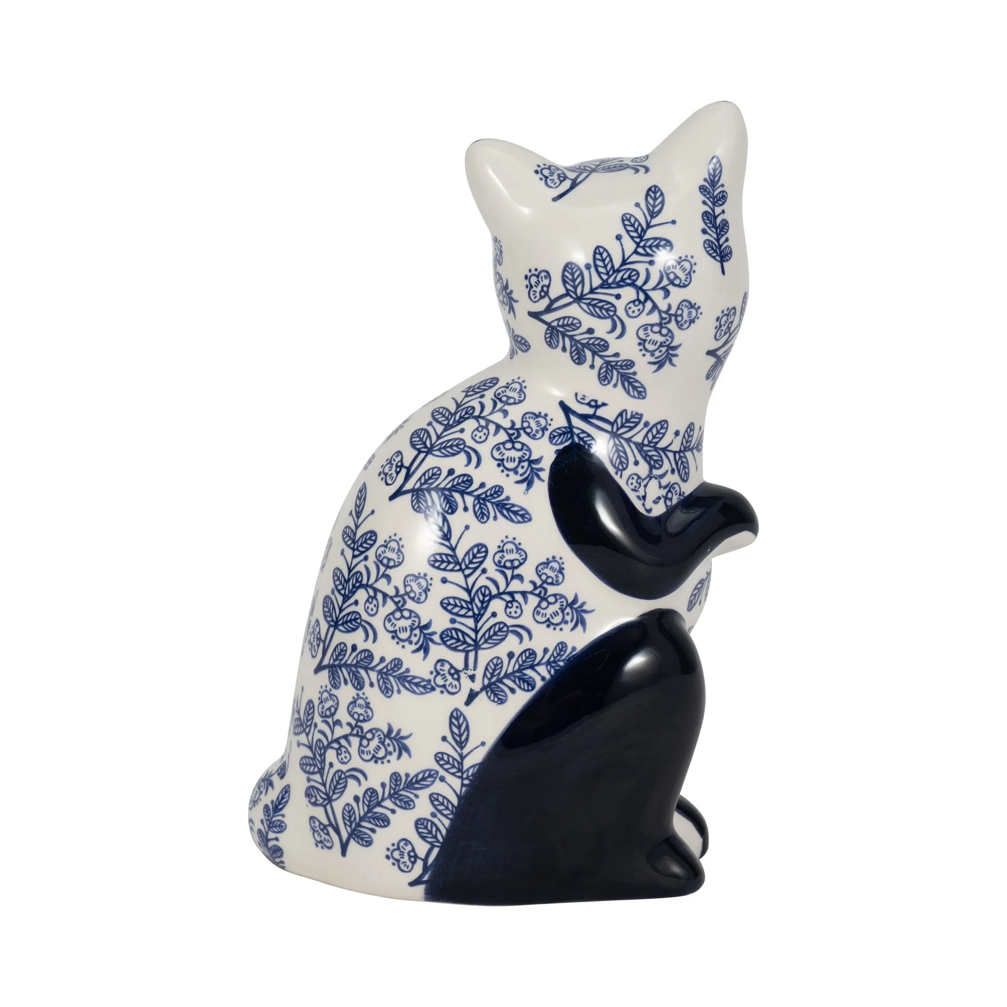 Cer, 8" Sitting Chinoiserie Cat, Blue/white - Image 4