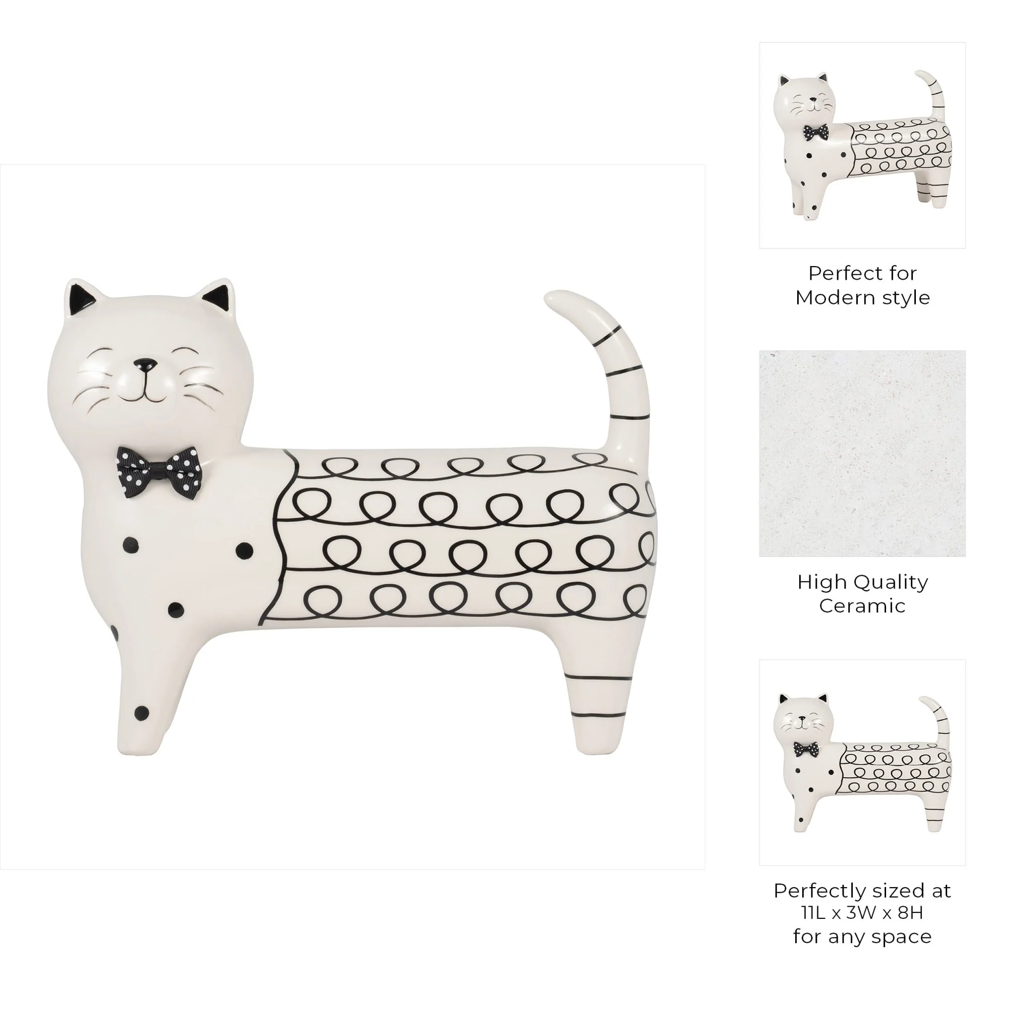 Cer, 8" Swirls Cat, White - Image 10