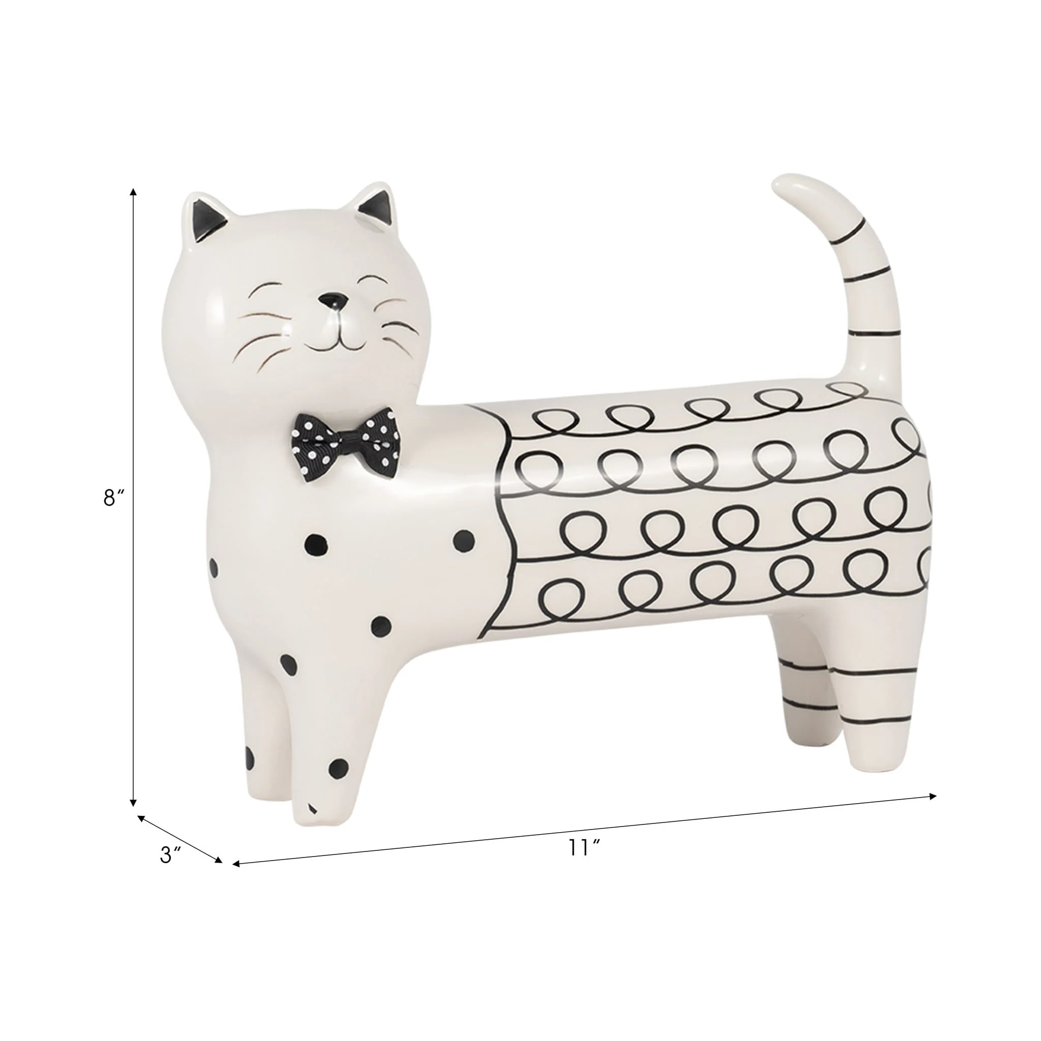 Cer, 8" Swirls Cat, White - Image 9