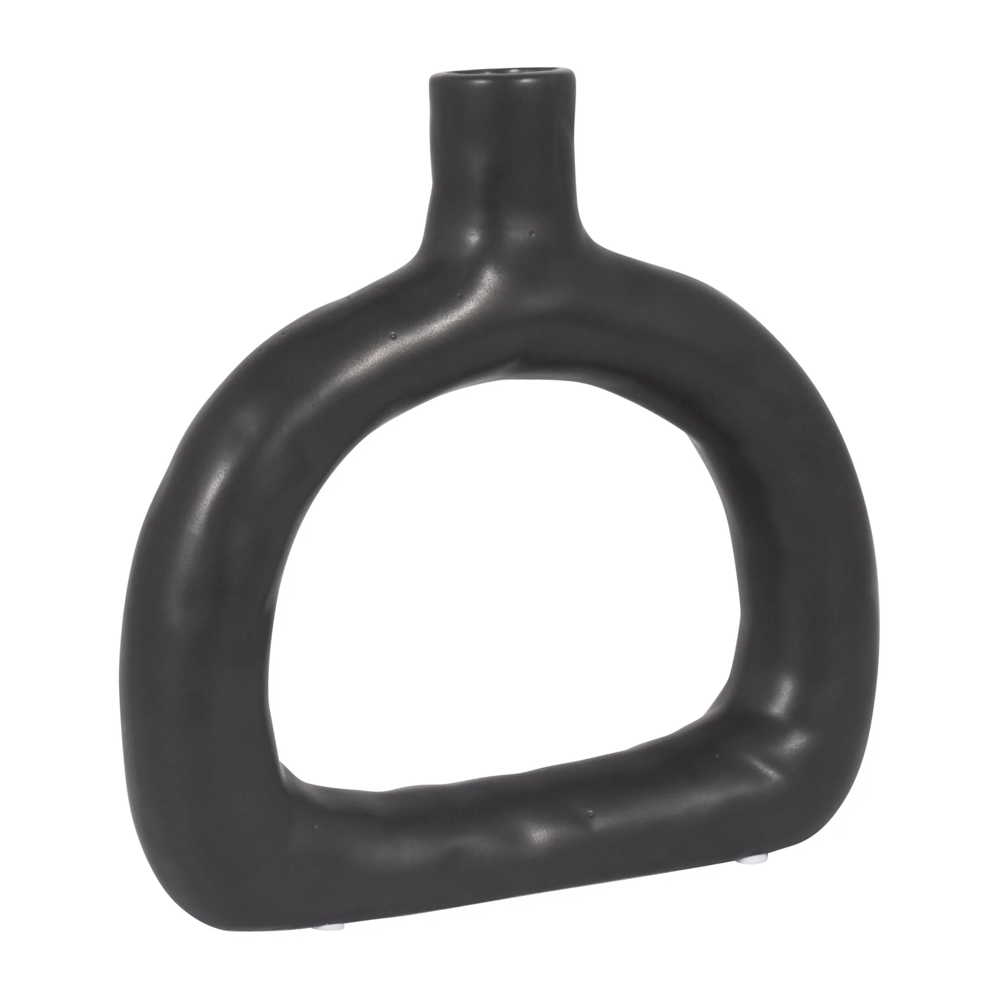 Cer 8" Textured Wide Cut-out Vase, Black - Image 3