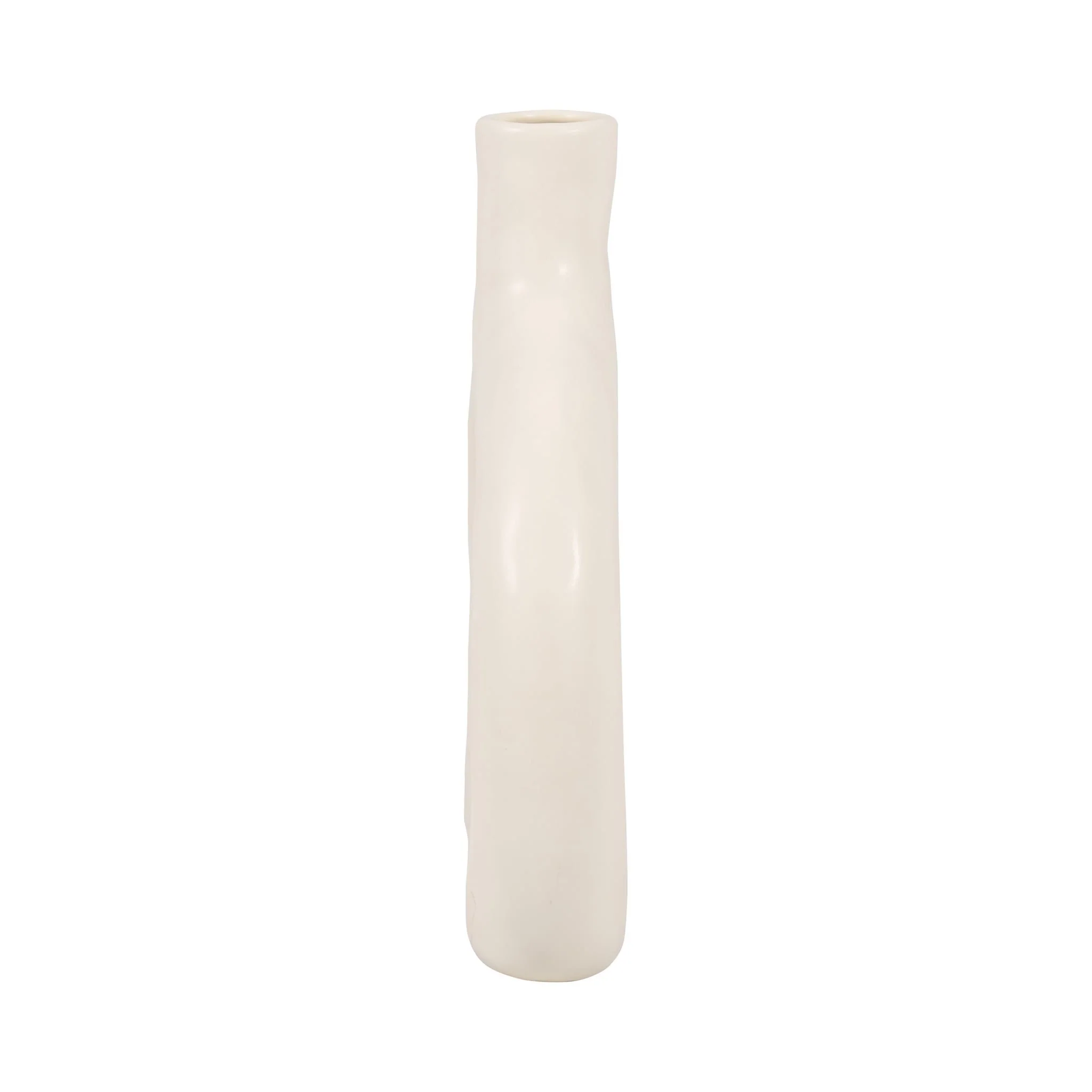 Cer 8" Textured Wide Cut-out Vase, Cotton - Image 4
