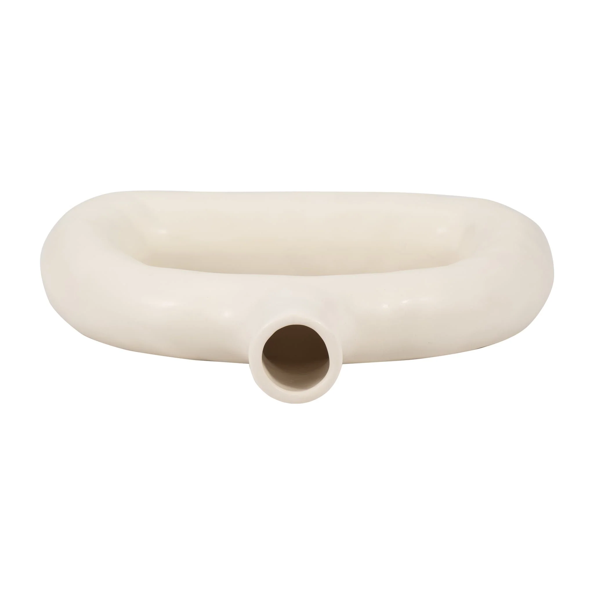 Cer 8" Textured Wide Cut-out Vase, Cotton - Image 6