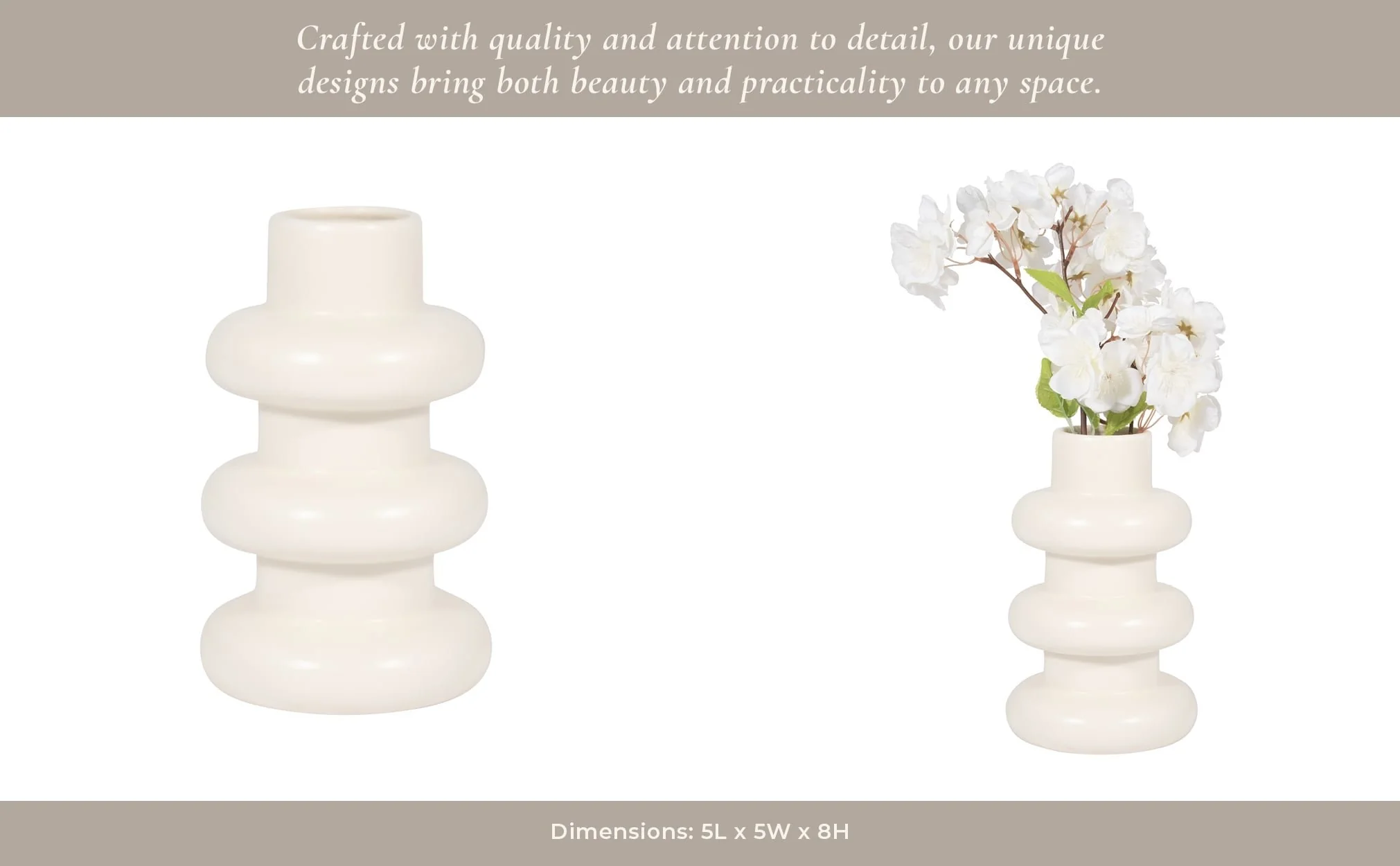 Cer, 8" Three Ribbed Vase, Cotton - Image 14