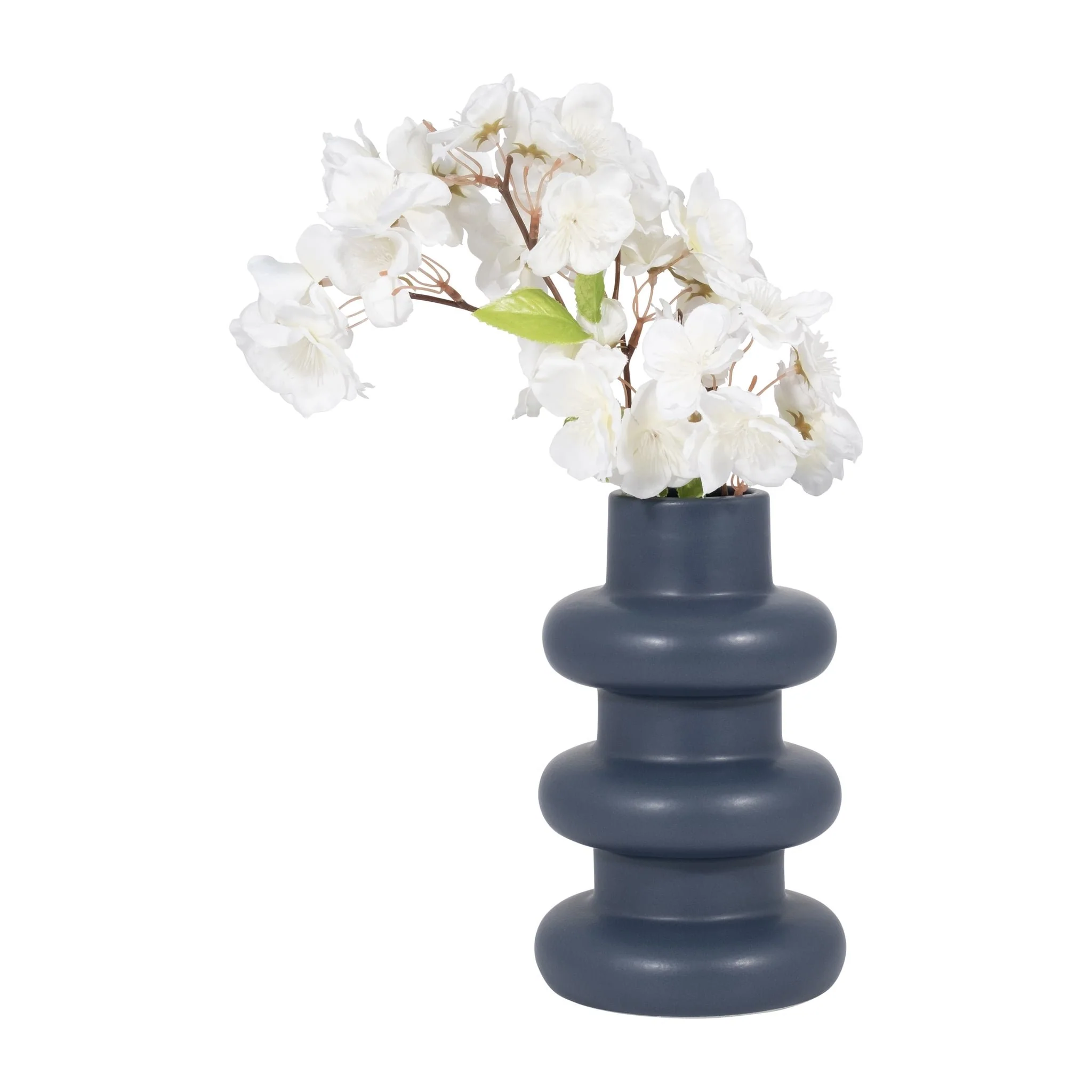 Cer, 8" Three Ribbed Vase, Navy - Image 2